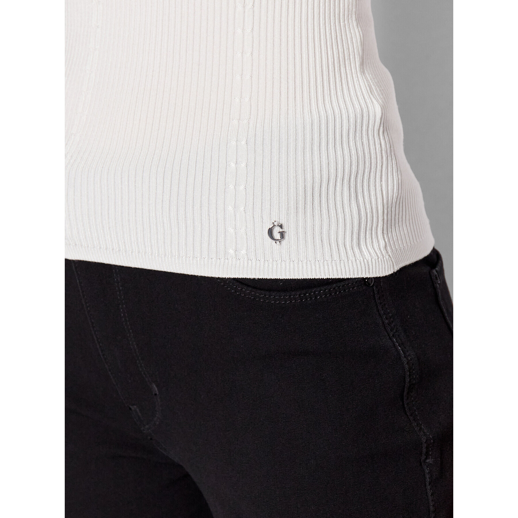 Guess Bluză W2YR12 Z30K0 Alb Slim Fit - Pled.ro