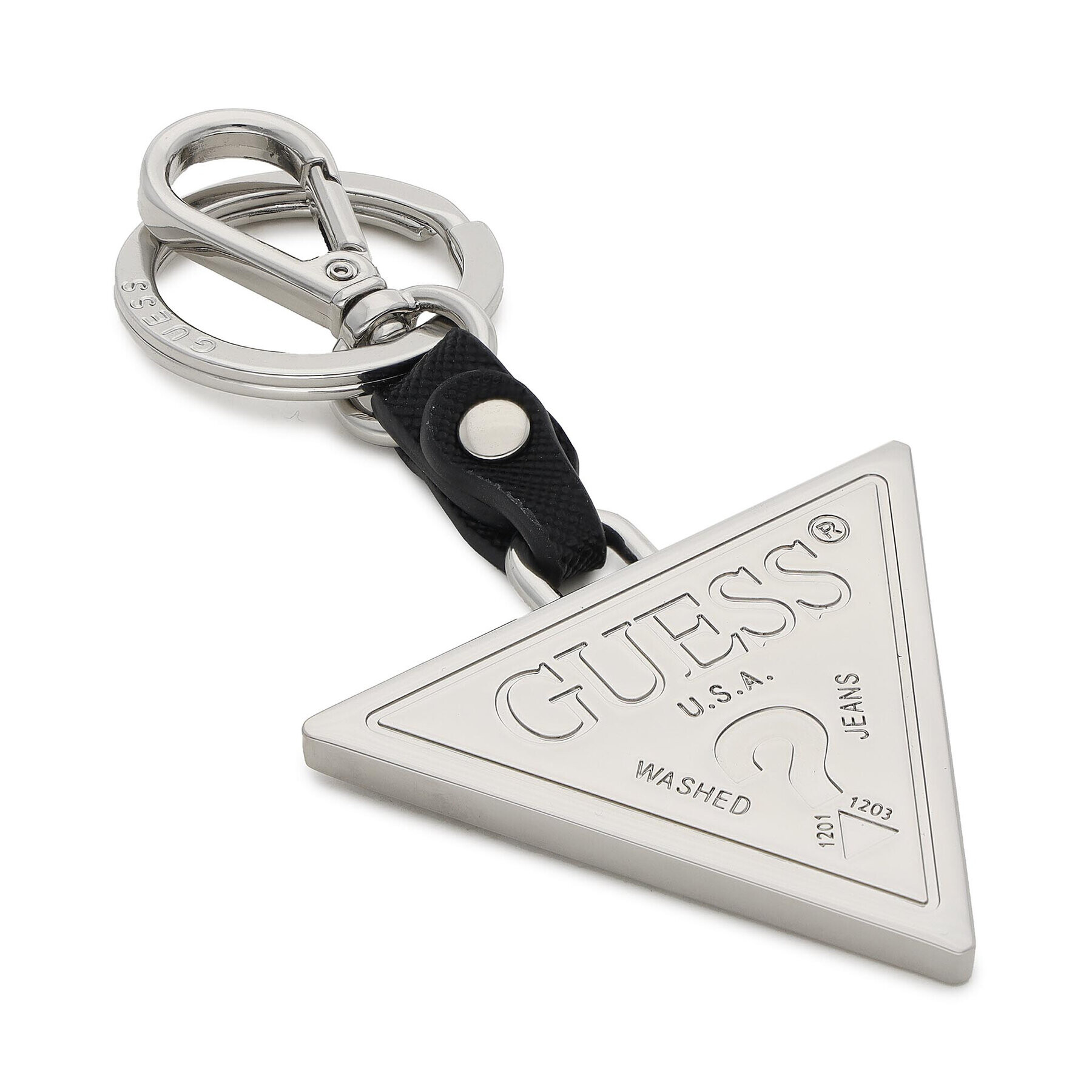 Guess Breloc Saffiano Triangle Keyring RW7422 P2201 Argintiu - Pled.ro