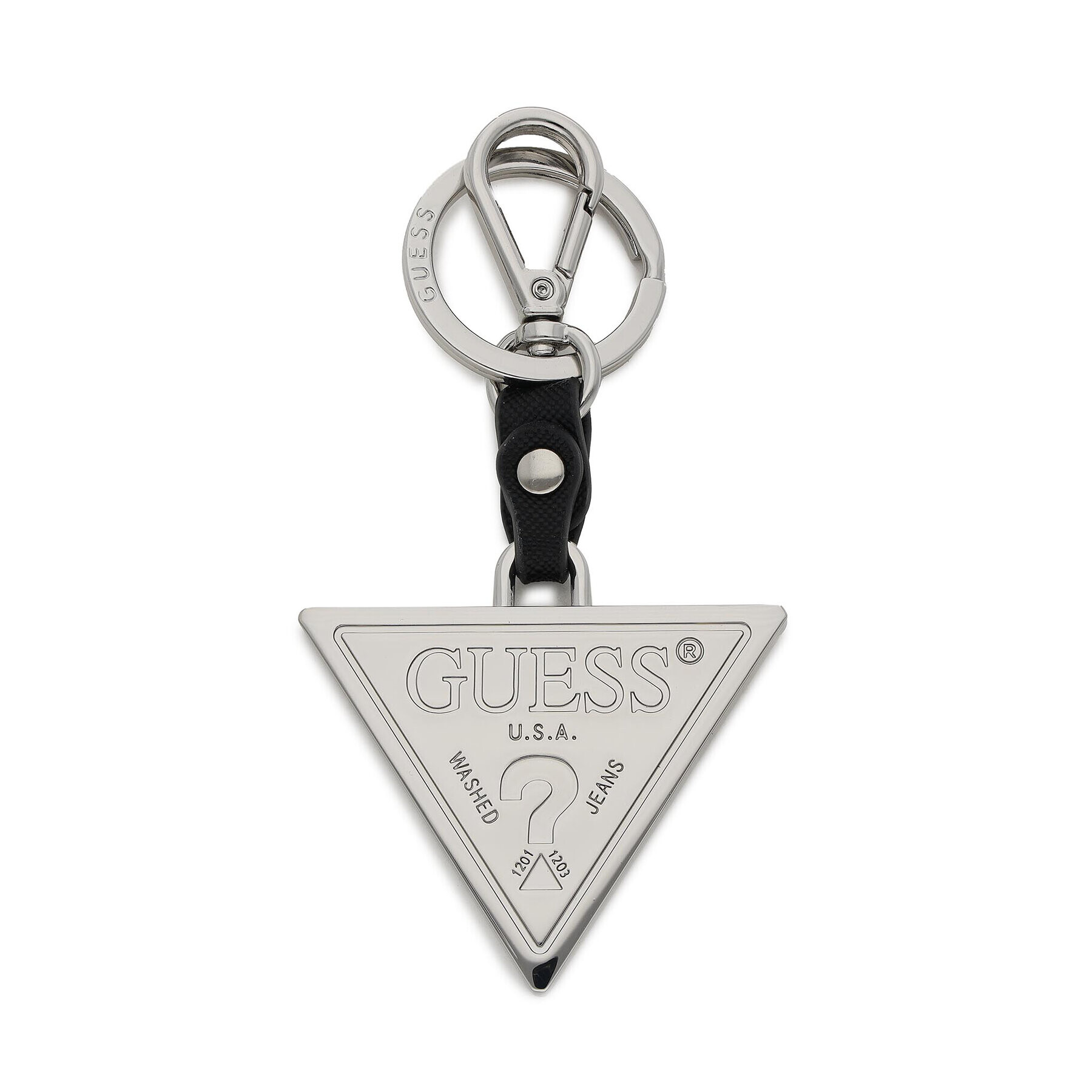 Guess Breloc Saffiano Triangle Keyring RW7422 P2201 Argintiu - Pled.ro