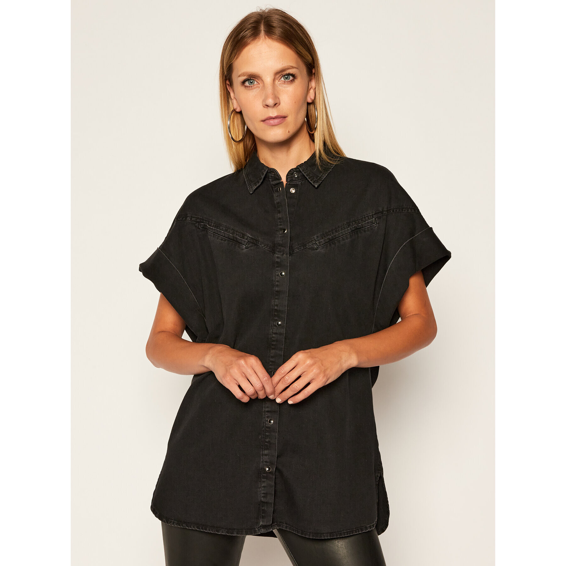 Guess Cămașă Boyzee W0YH24 D42U1 Negru Relaxed Fit - Pled.ro