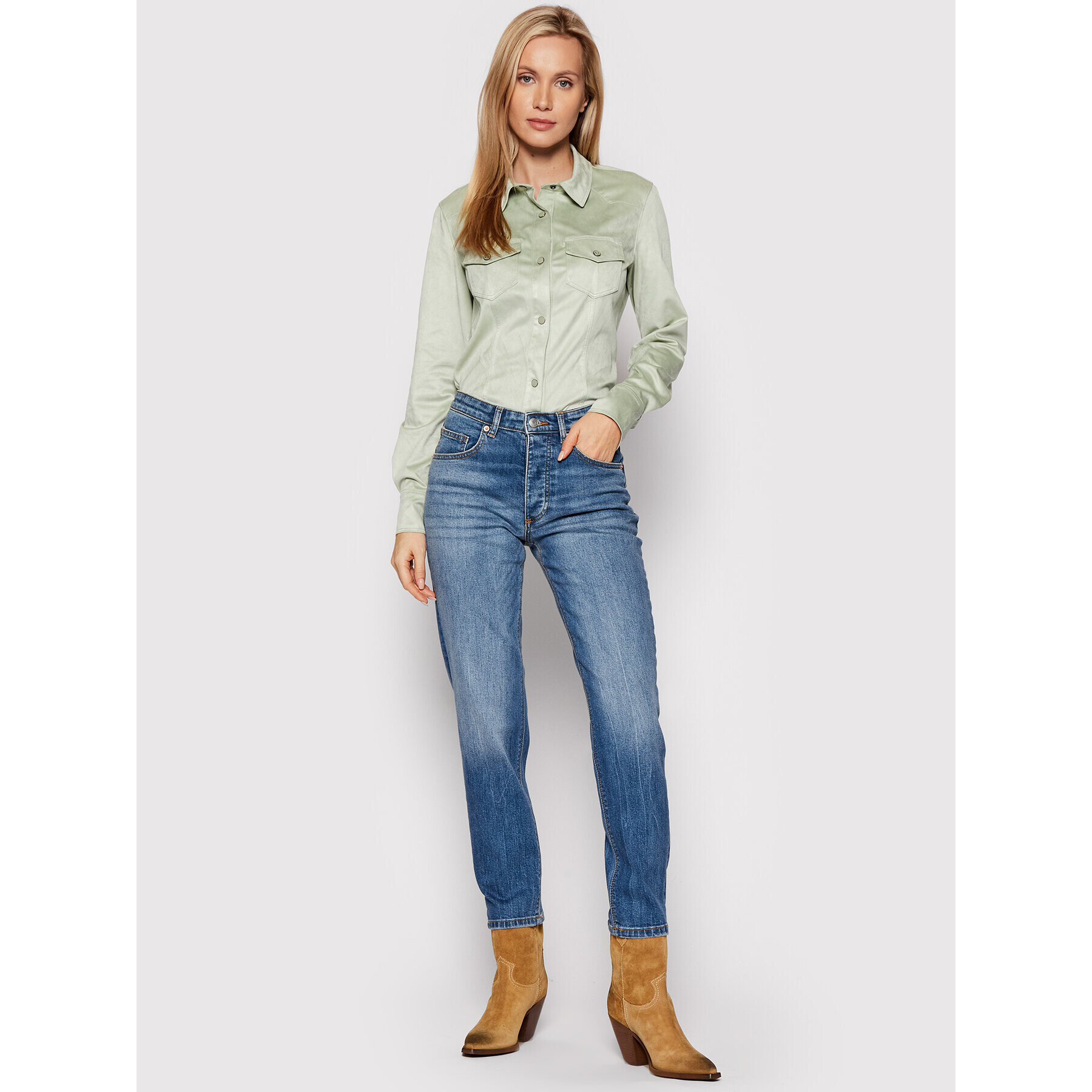 Guess Cămașă Daisy W1BH13 WE5D0 Verde Slim Fit - Pled.ro