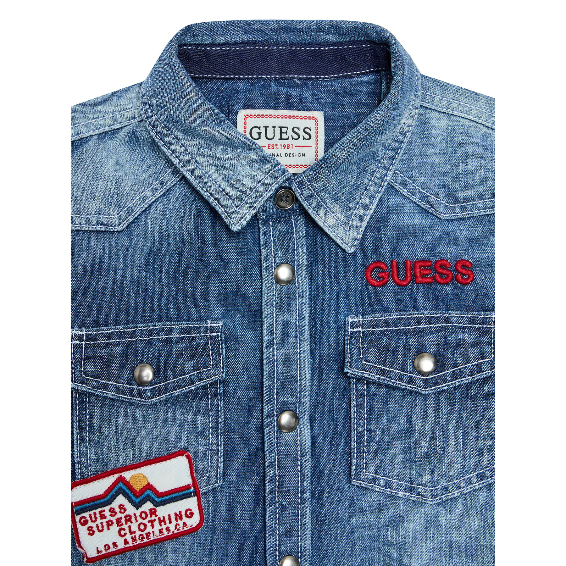 Guess cămașă de blugi L2BH01 D4UE0 Albastru Regular Fit - Pled.ro