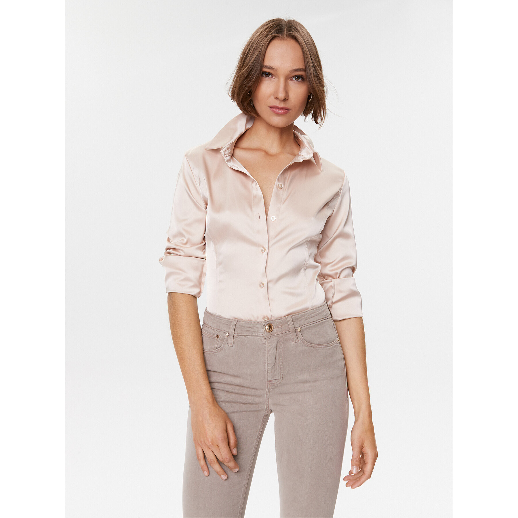 Guess Cămașă Fernanda W3BH66 WFQC2 Roz Slim Fit - Pled.ro