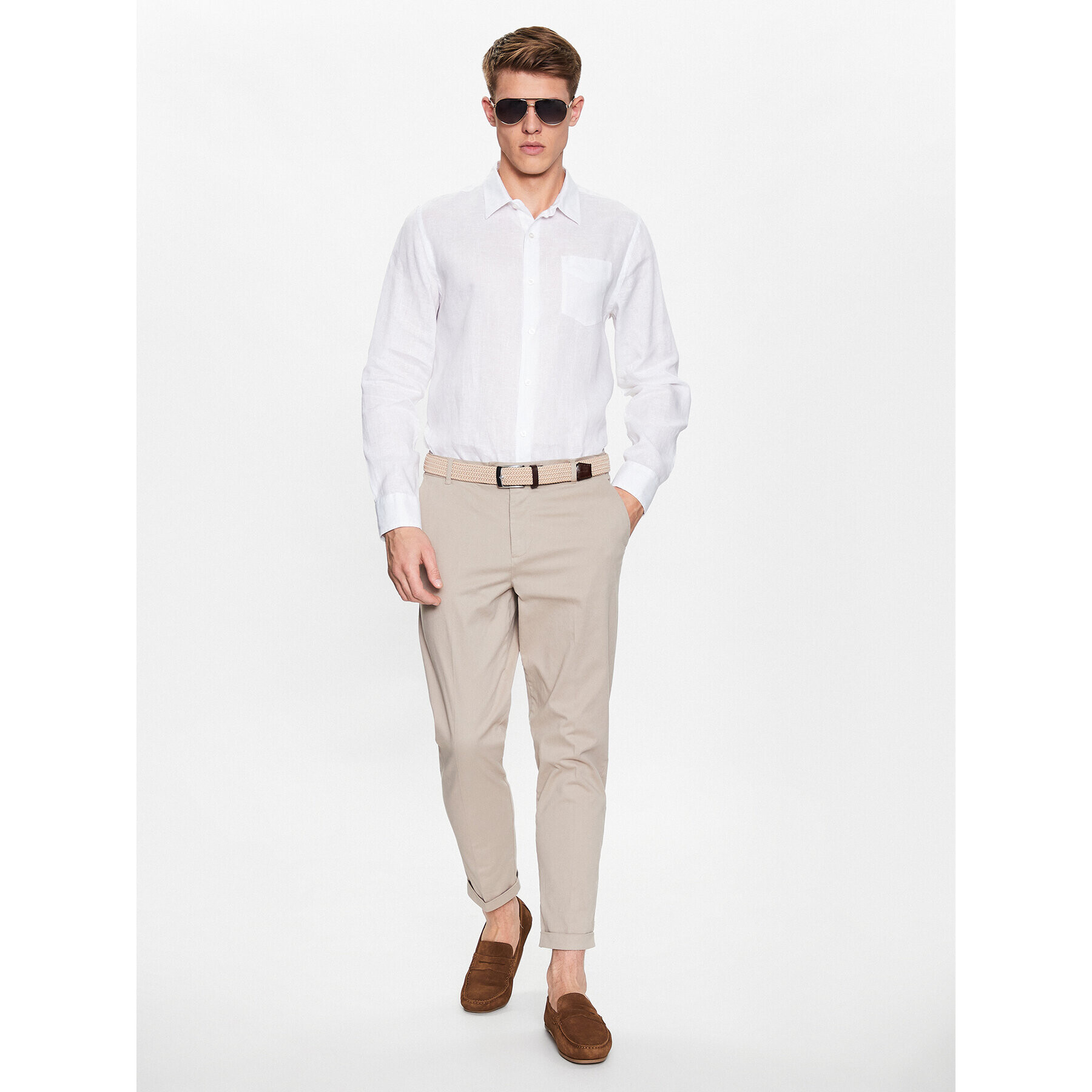 Guess Cămașă Island M2YH44 WERX0 Alb Slim Fit - Pled.ro