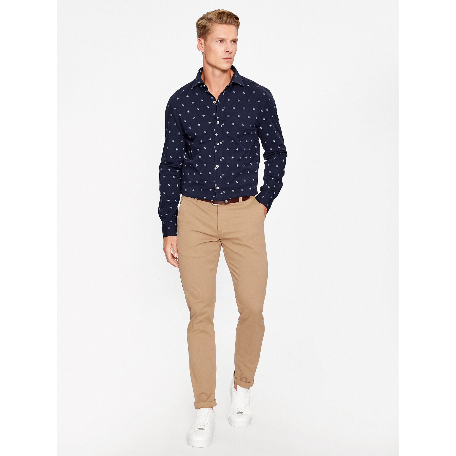 Guess Cămașă M3YH35 W8BX1 Bleumarin Slim Fit - Pled.ro