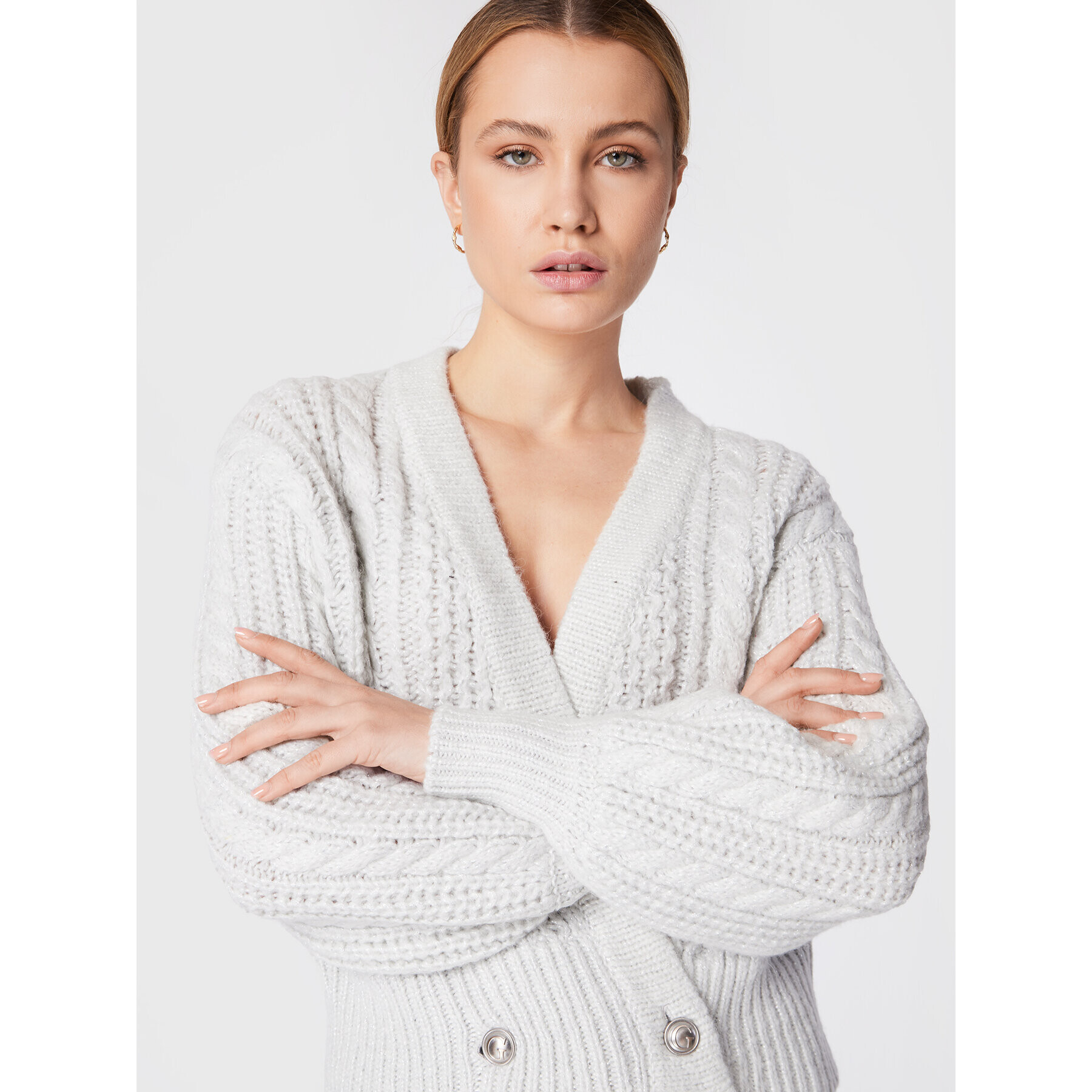 Guess Cardigan Odette W2BR42 Z31Q0 Gri Regular Fit - Pled.ro