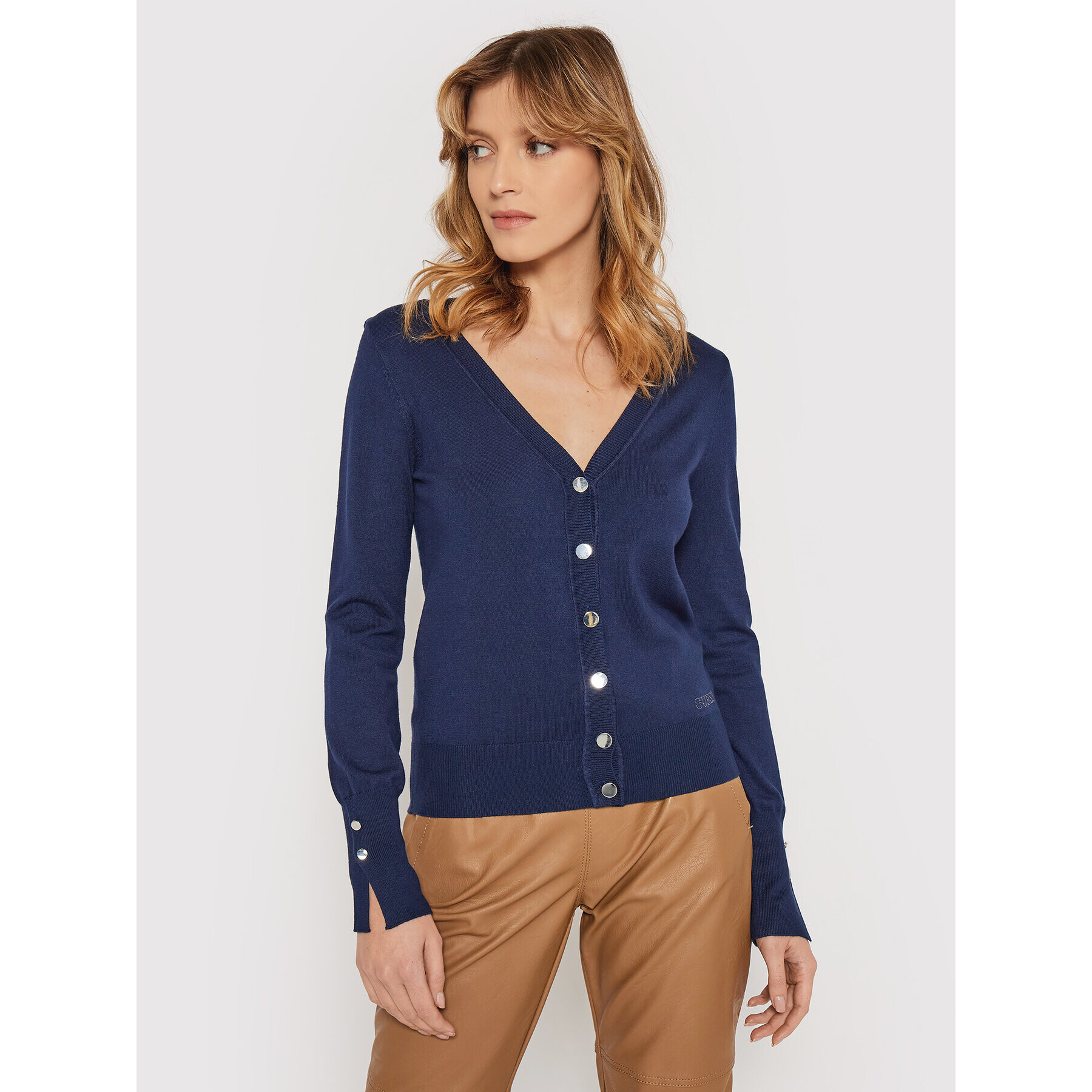 Guess Cardigan Zena W2RR29 Z2V60 Bleumarin Slim Fit - Pled.ro