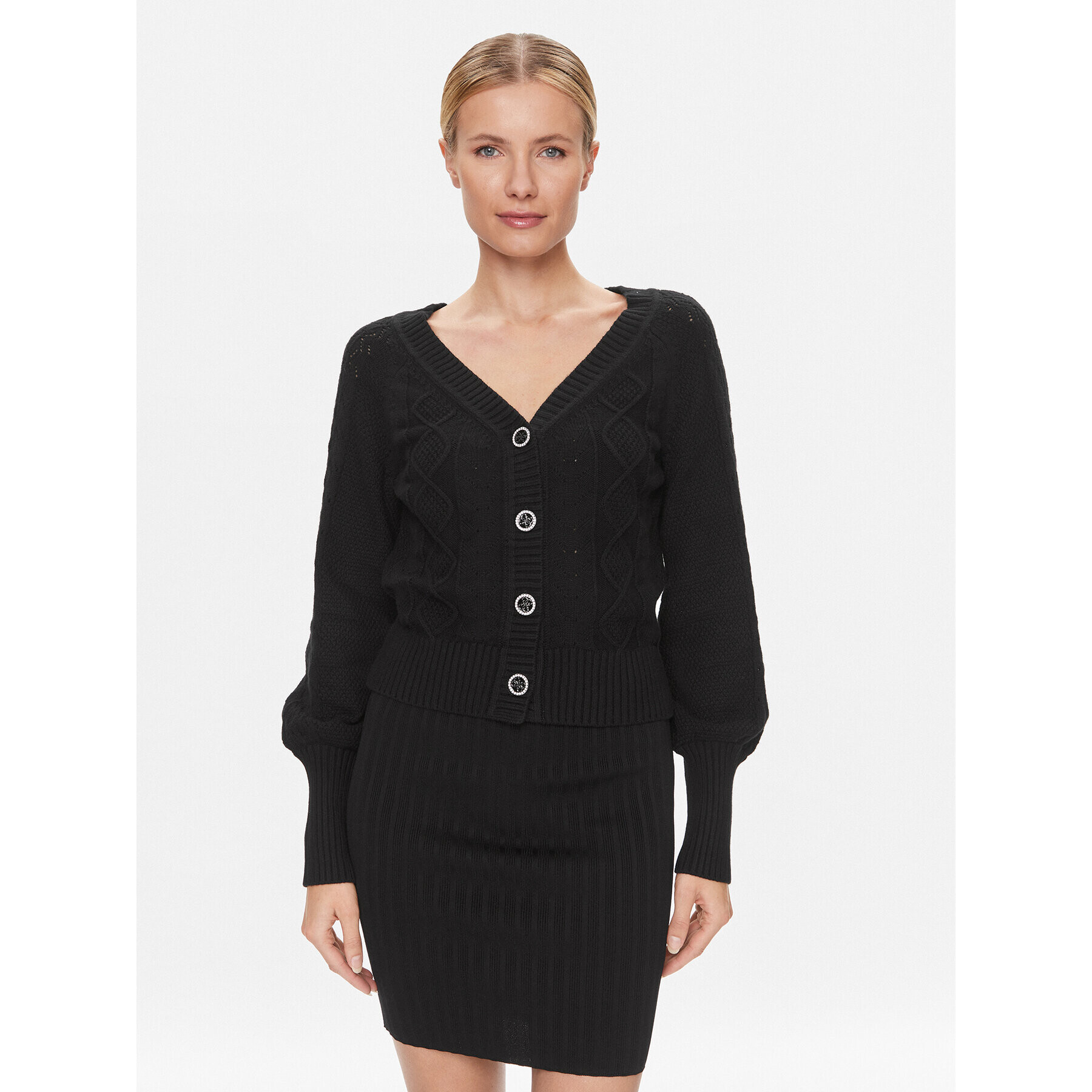 Guess Cardigan W4RR12 Z37L1 Negru Regular Fit - Pled.ro