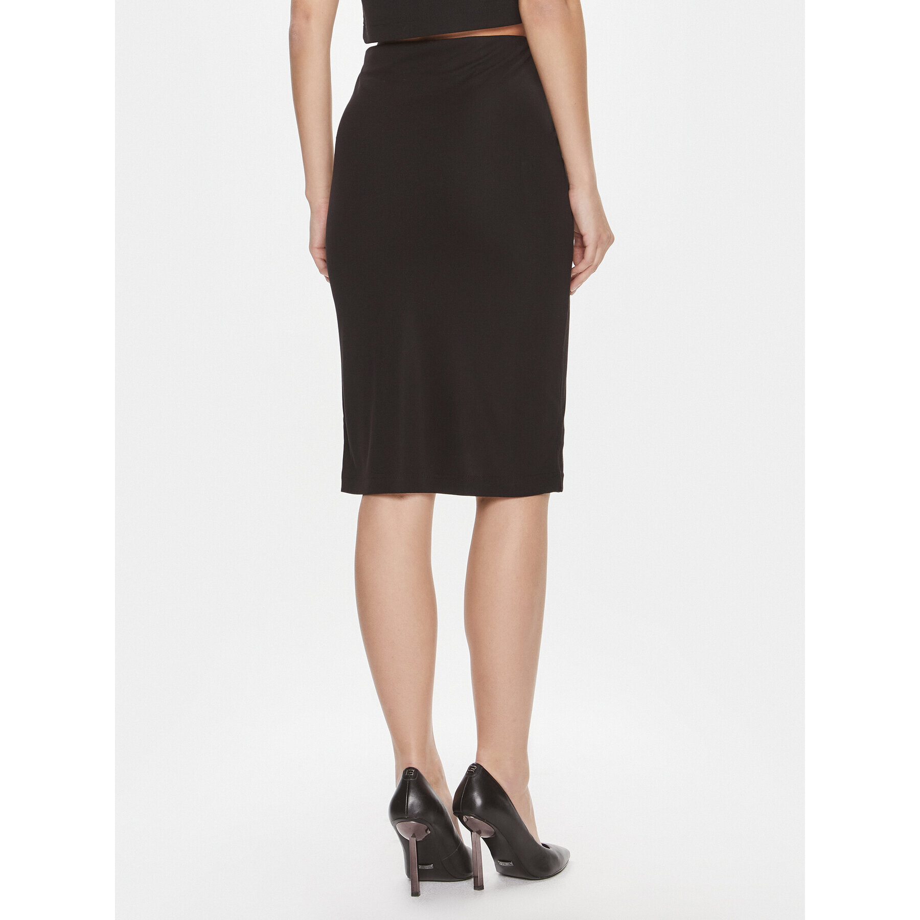 Guess Fustă tip creion Febe Midi Skirt W4RD81 KAQL2 Negru Slim Fit - Pled.ro