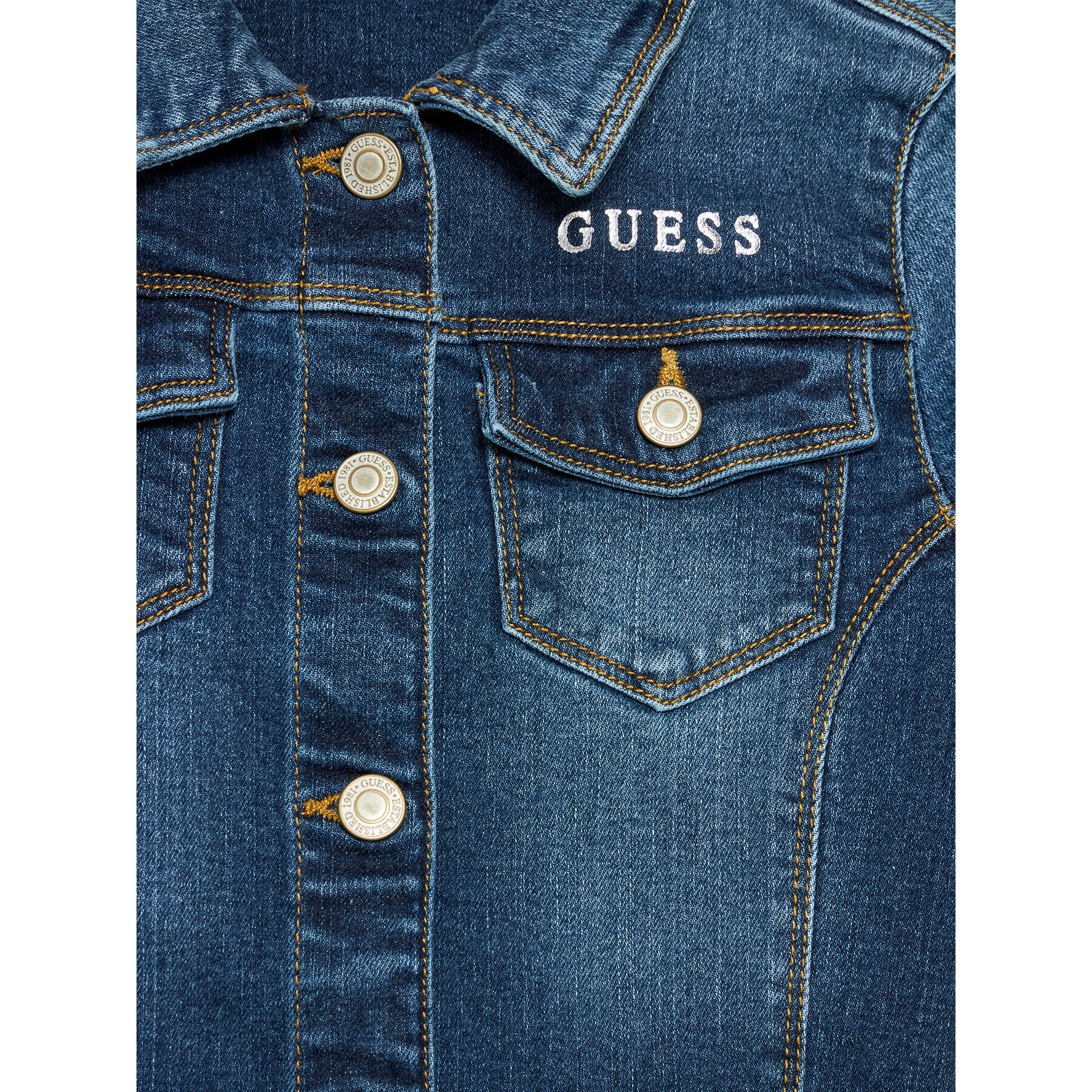 Guess Geacă de blugi J81L21 D4HB0 Albastru Regular Fit - Pled.ro