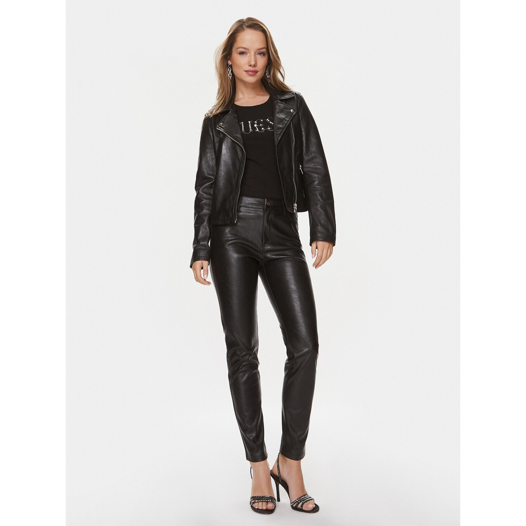 Guess Geacă de piele W3BL83 L0O00 Negru Regular Fit - Pled.ro