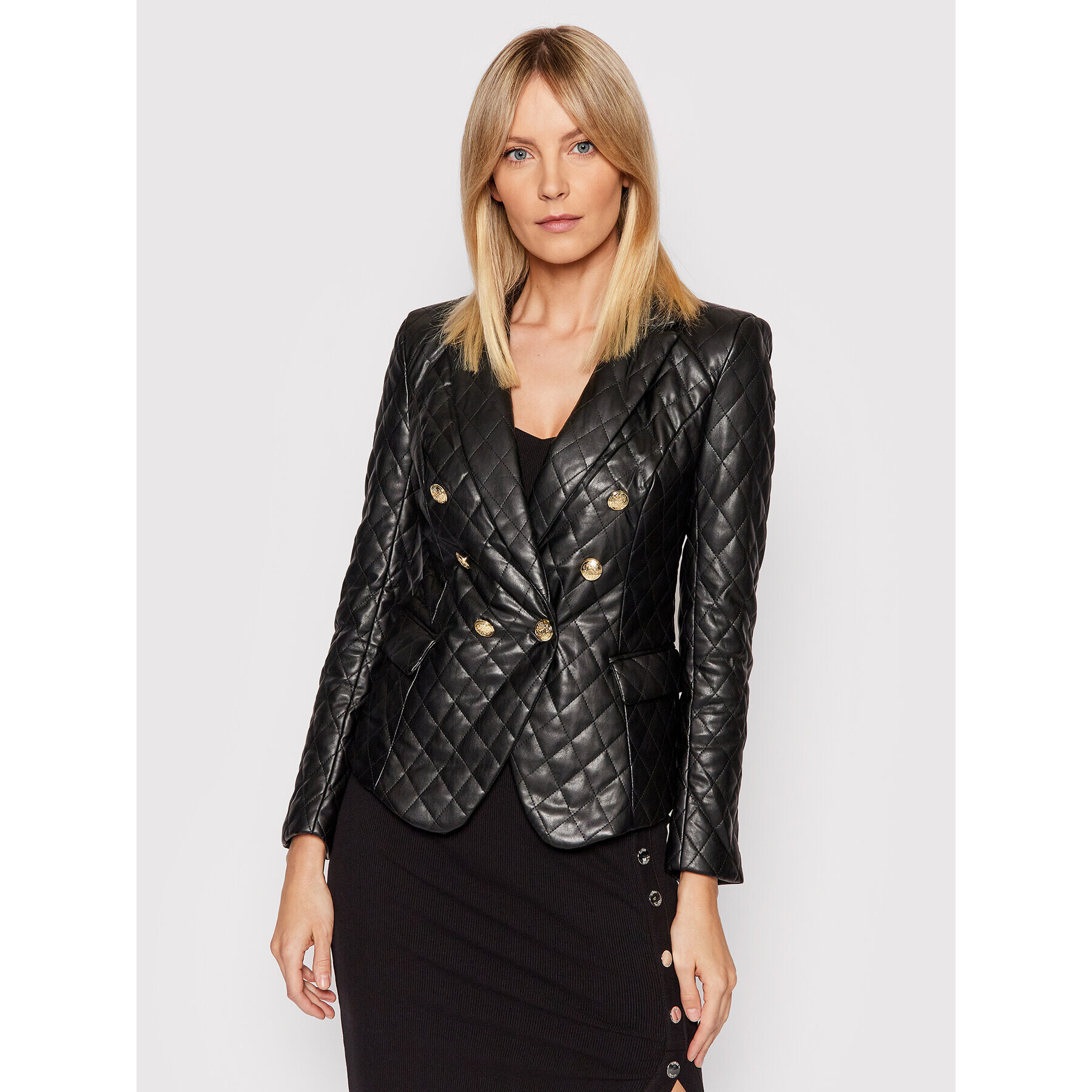 Guess Geacă din imitație de piele W2RN06 T08Q1 Negru Regular Fit - Pled.ro