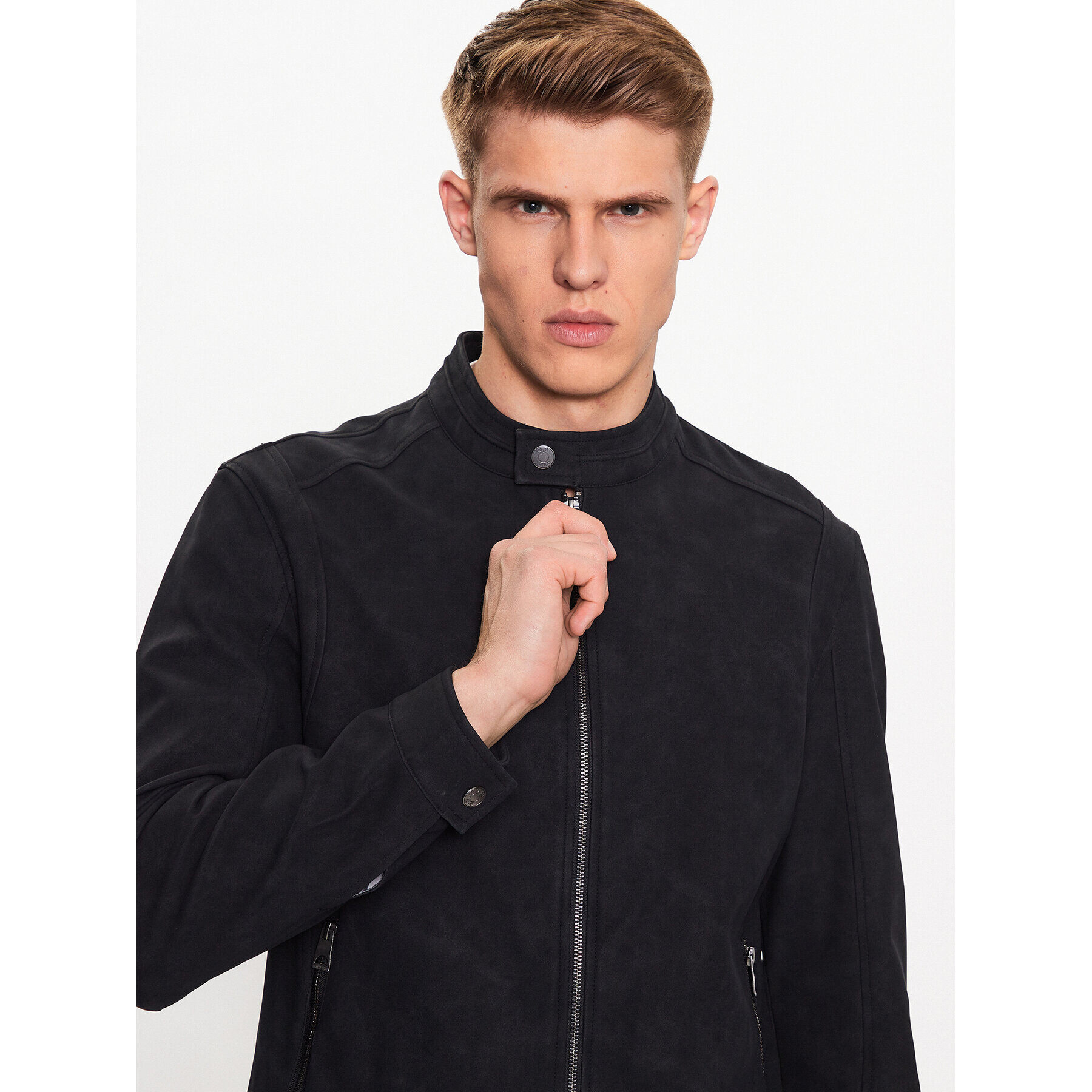 Guess Geacă din imitație de piele M3YL00 WFHA0 Negru Regular Fit - Pled.ro