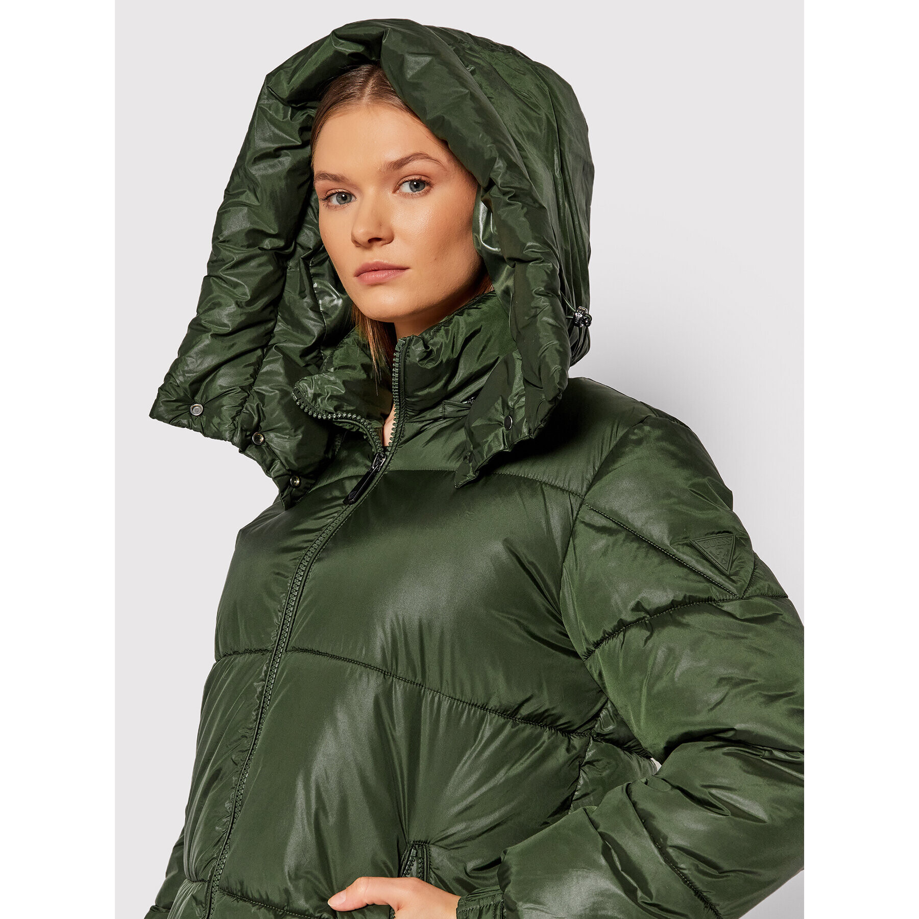 Guess Geacă din puf Eliza W1BL01 WEAX0 Verde Regular Fit - Pled.ro