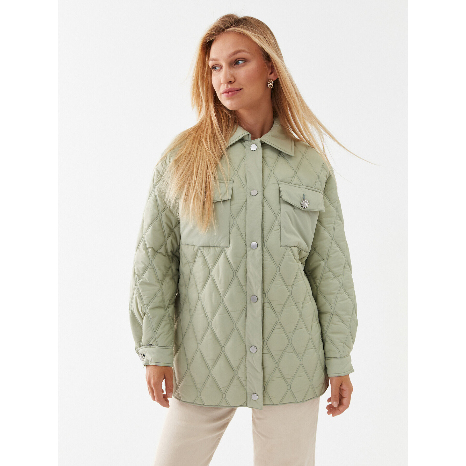 Guess Geacă din puf Giorgia W3YL17 WFIW2 Verde Relaxed Fit - Pled.ro