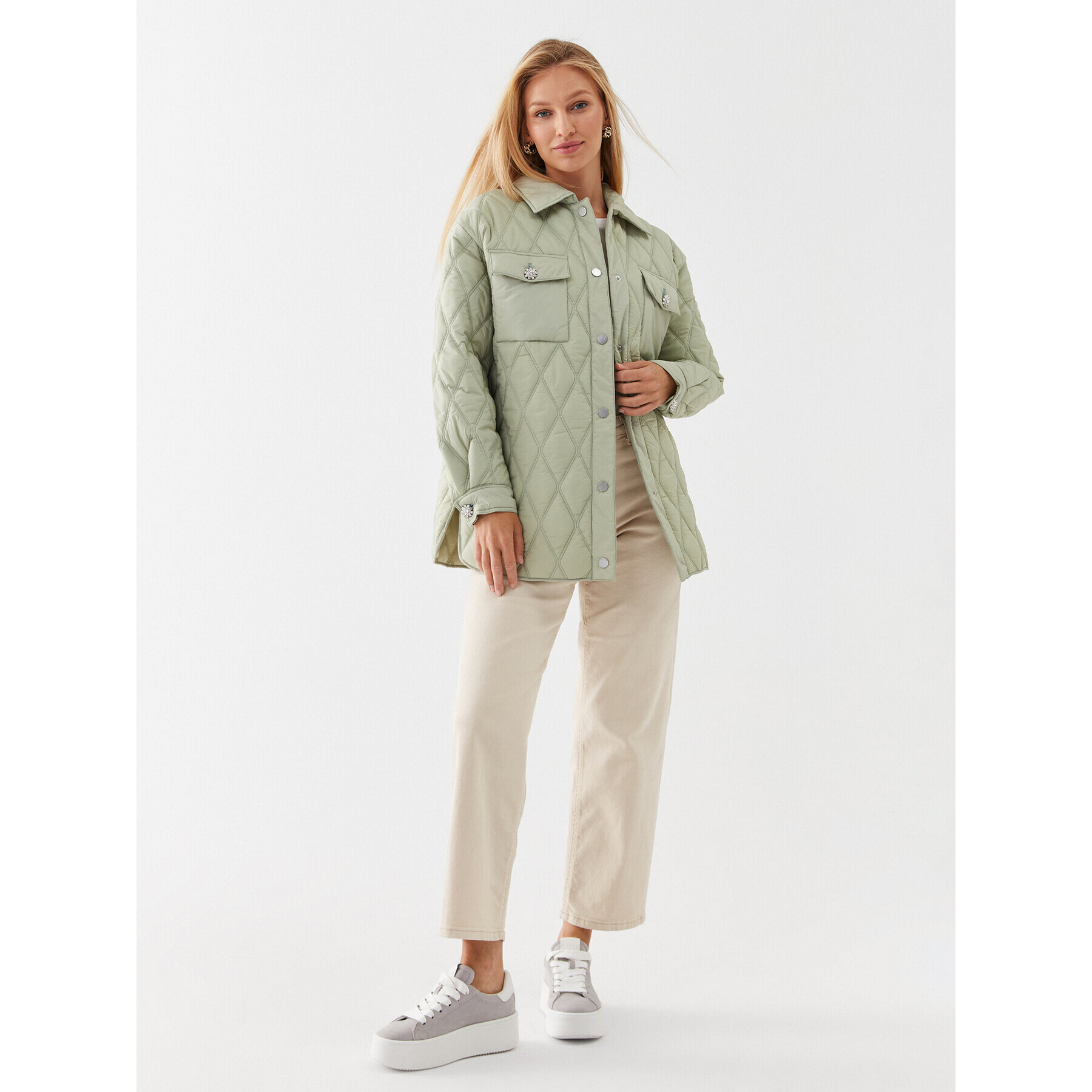 Guess Geacă din puf Giorgia W3YL17 WFIW2 Verde Relaxed Fit - Pled.ro