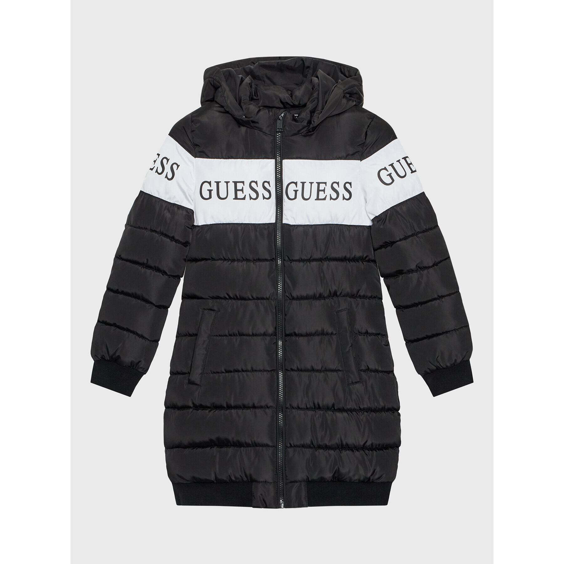 Guess Geacă din puf J2BL00 WB240 Placat cu rodiu negru Regular Fit - Pled.ro