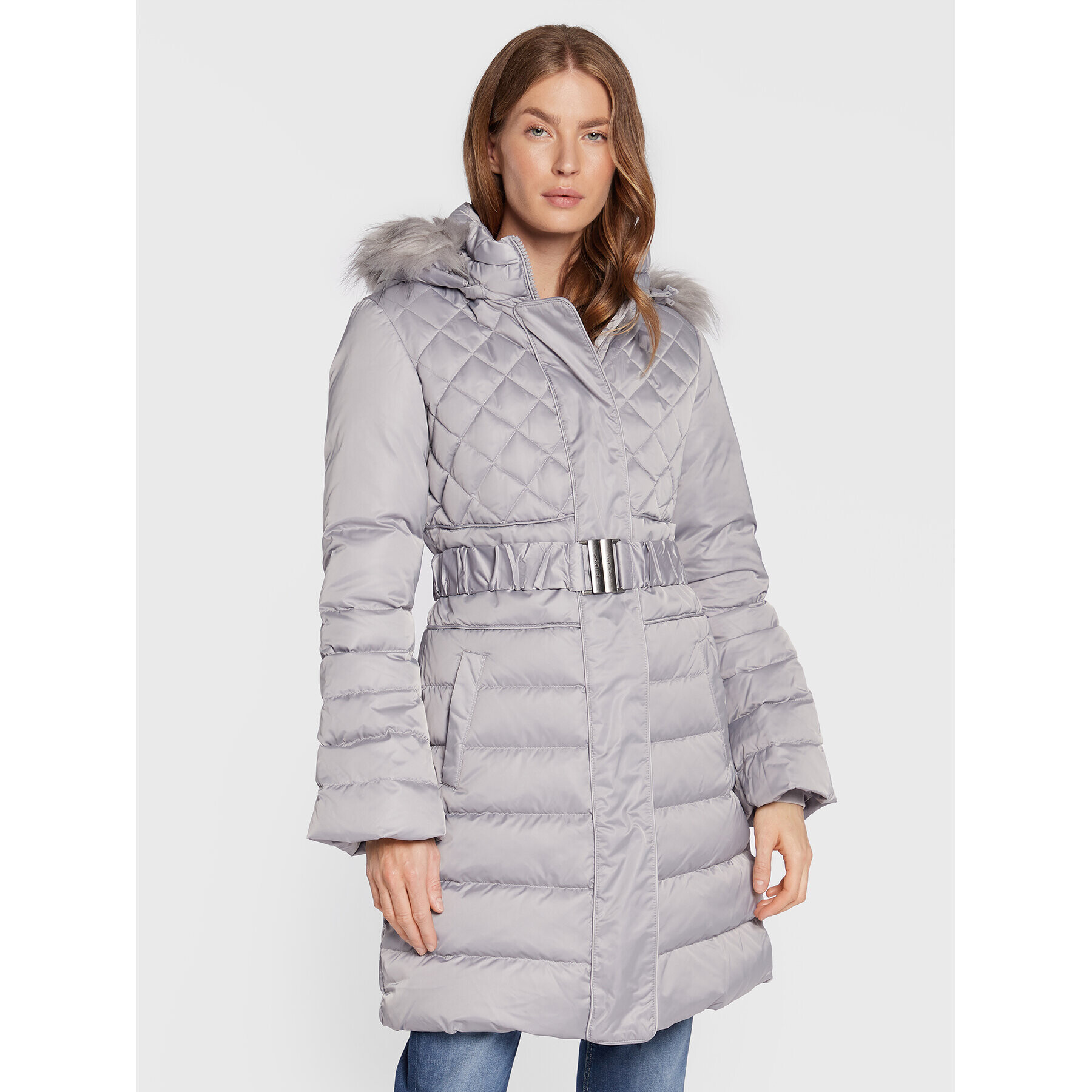 Guess Geacă din puf Marlene W2BL64 WEX52 Gri Regular Fit - Pled.ro