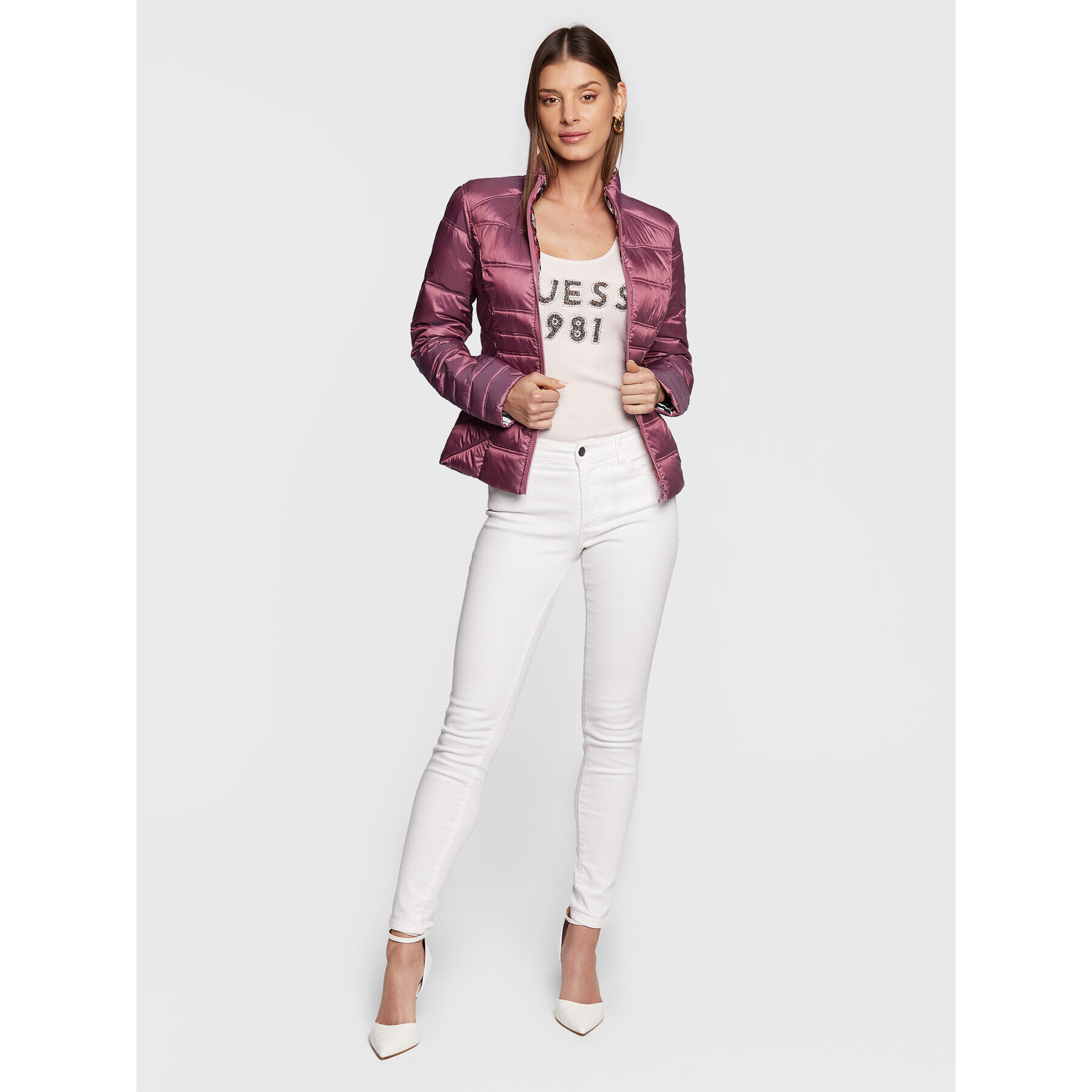 Guess Geacă din puf W3RL04 WF5C2 Violet Regular Fit - Pled.ro