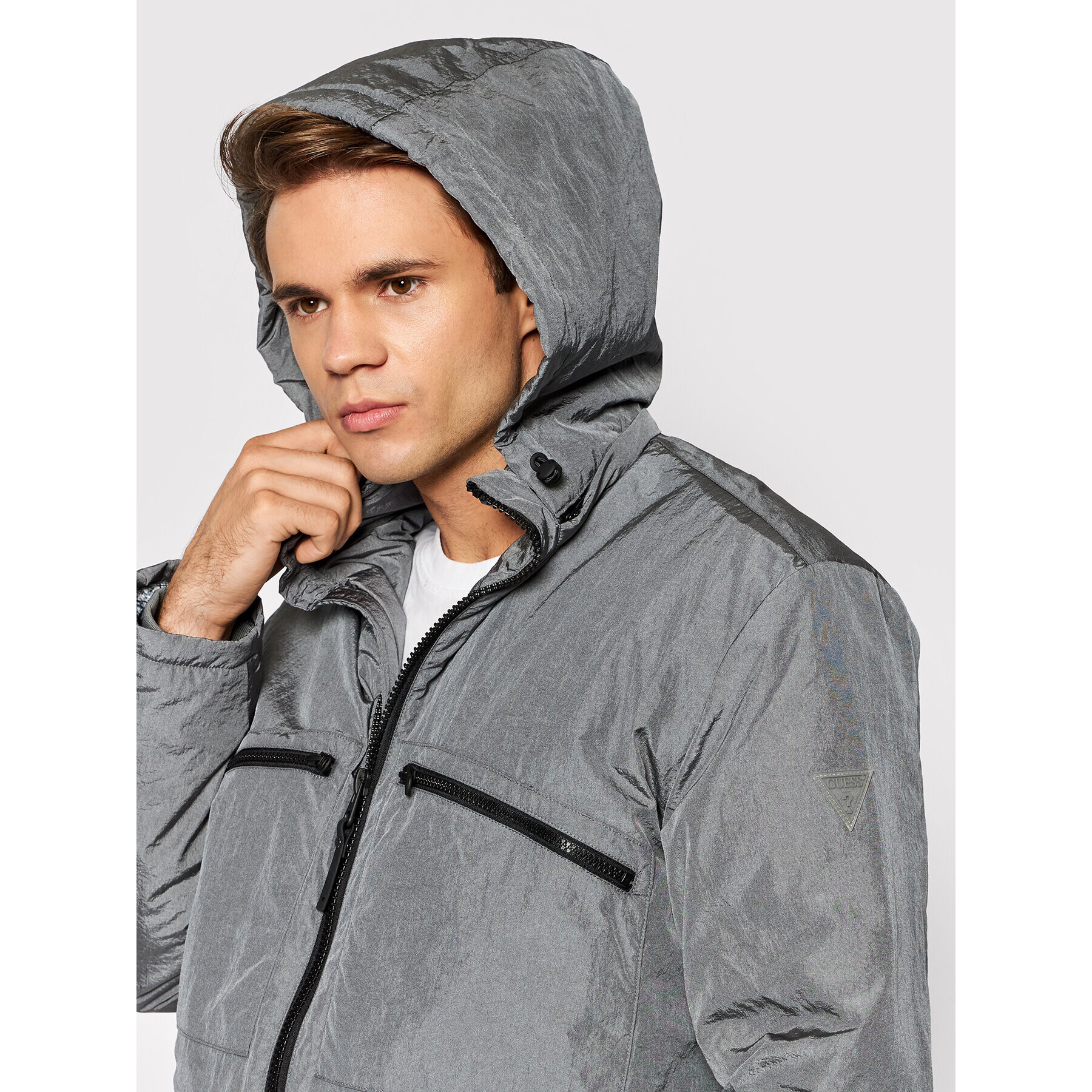 Guess Geacă U1BA13 WO068 Gri Regular Fit - Pled.ro