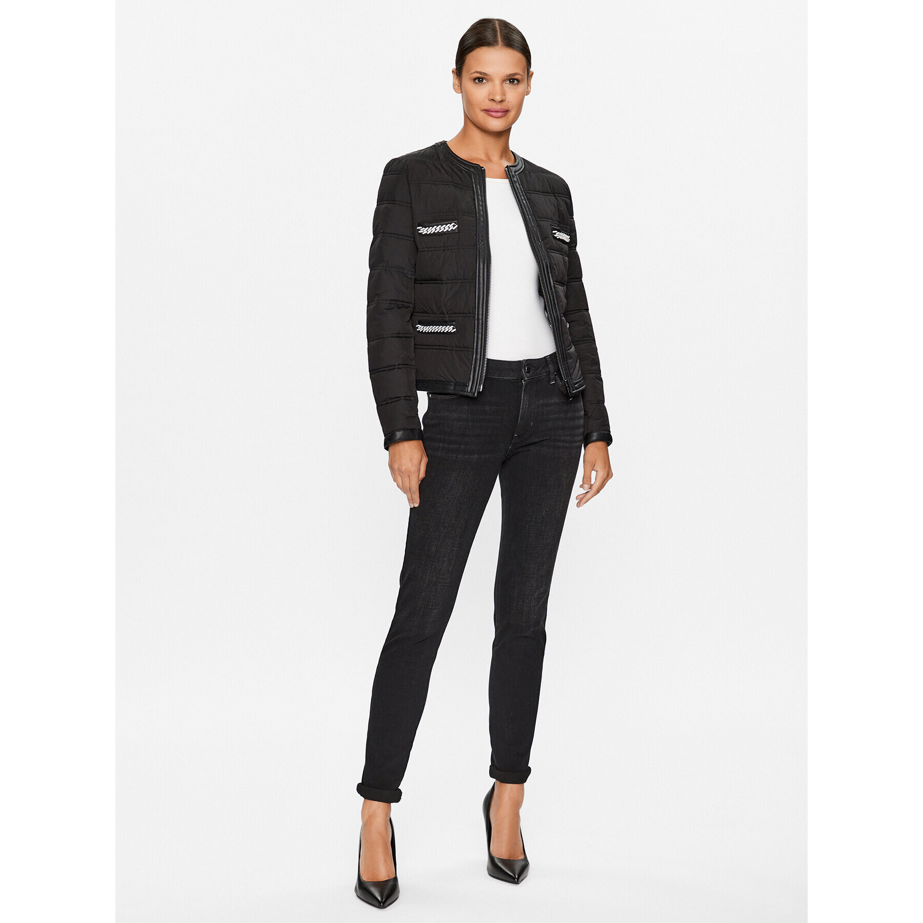 Guess Geacă din puf W3YL11 WFIX0 Negru Regular Fit - Pled.ro