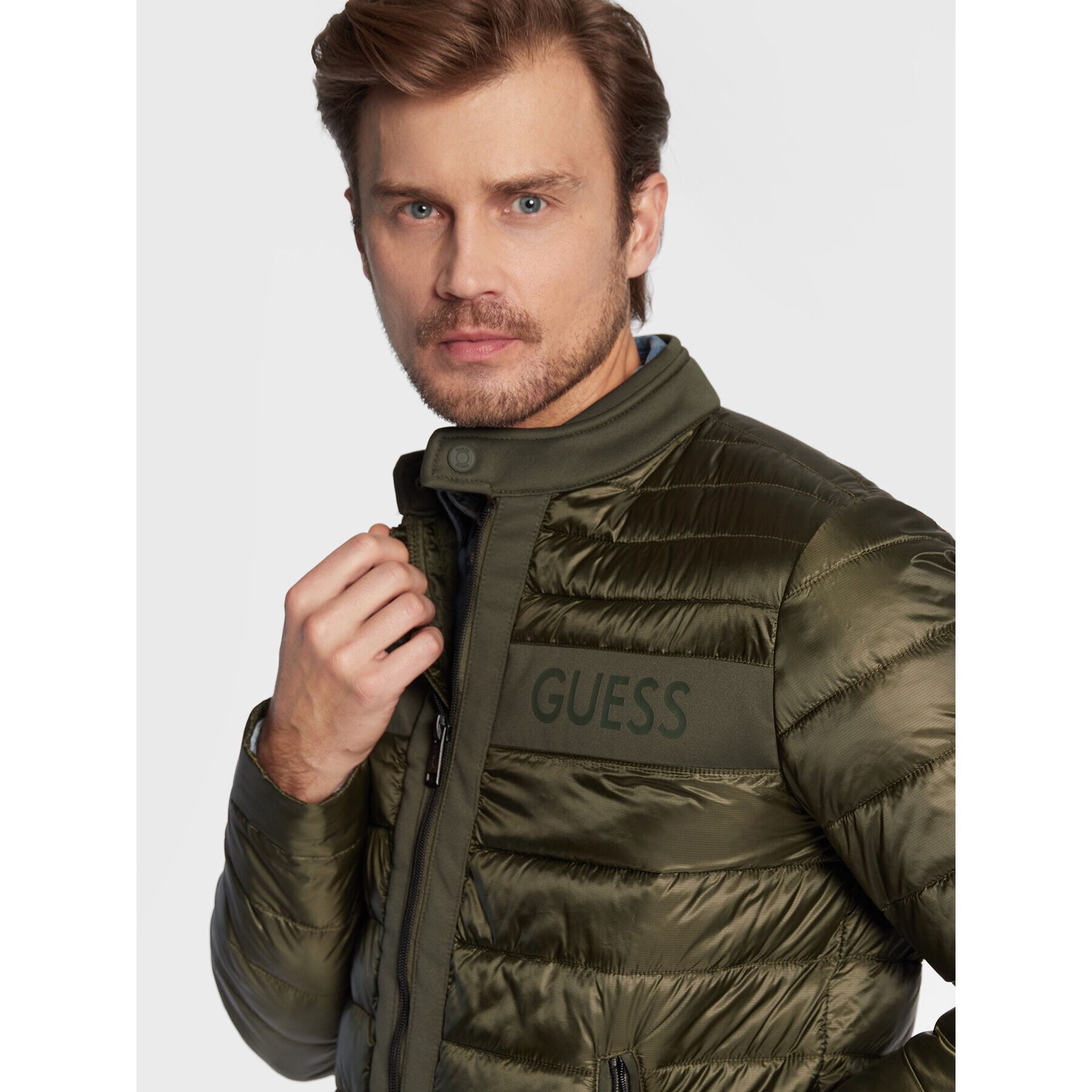 Guess Geacă din puf M2BL18 WEYY2 Verde Regular Fit - Pled.ro