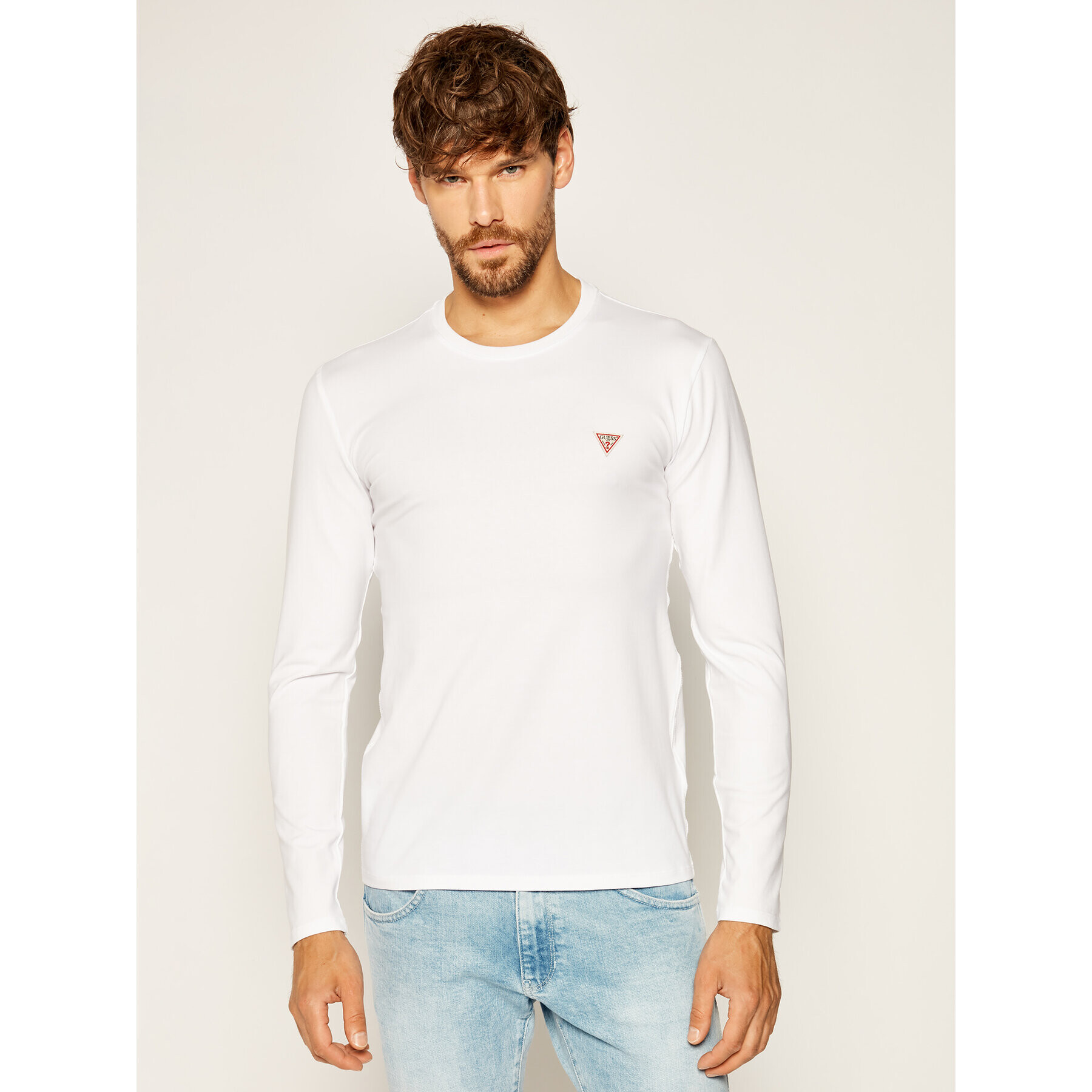 Guess Longsleeve Core Tee M0YI28 J1300 Alb Slim Fit - Pled.ro