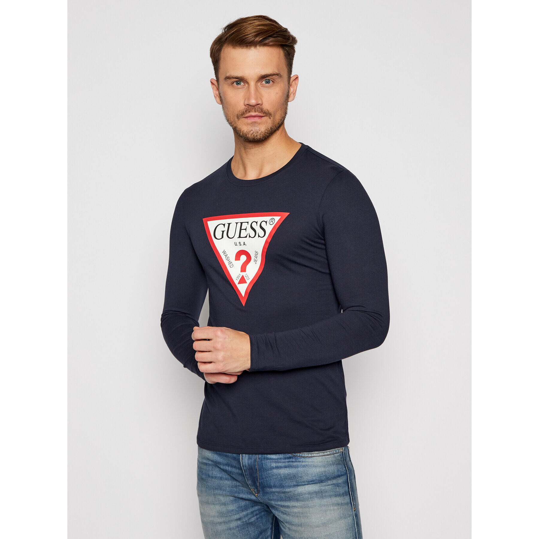 Guess Longsleeve M0BI31 I3Z11 Bleumarin Slim Fit - Pled.ro