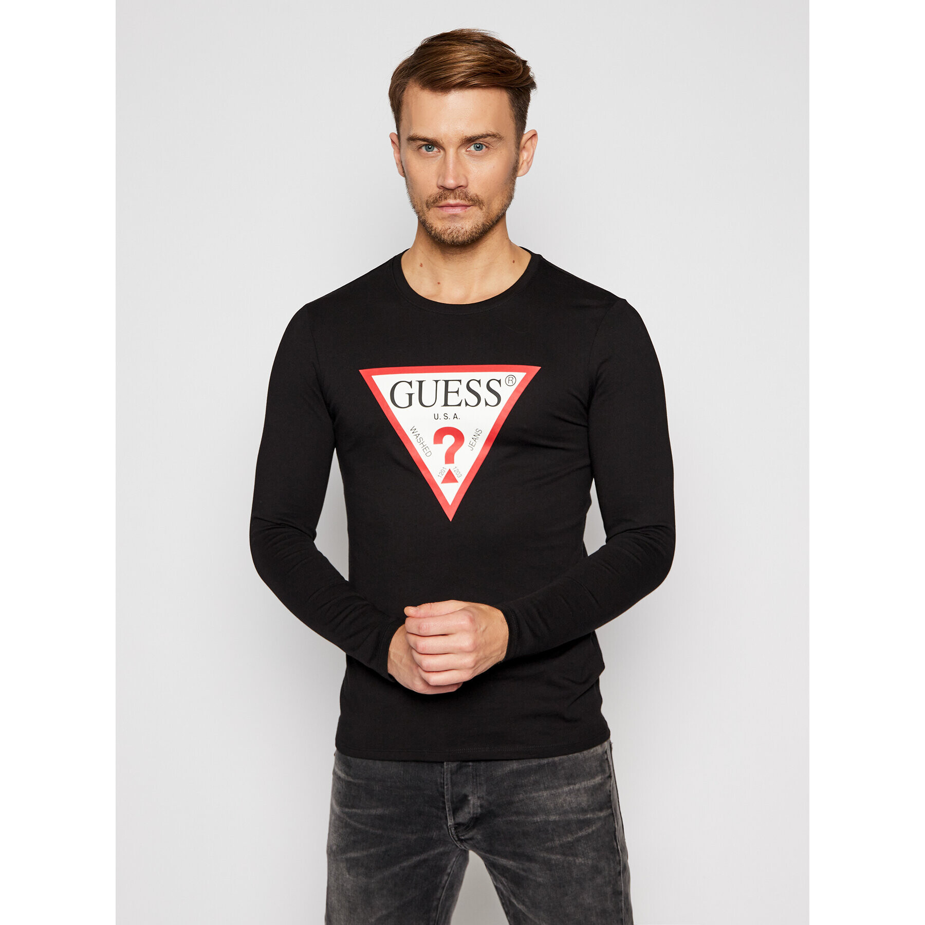 Guess Longsleeve M0BI31 I3Z11 Negru Slim Fit - Pled.ro