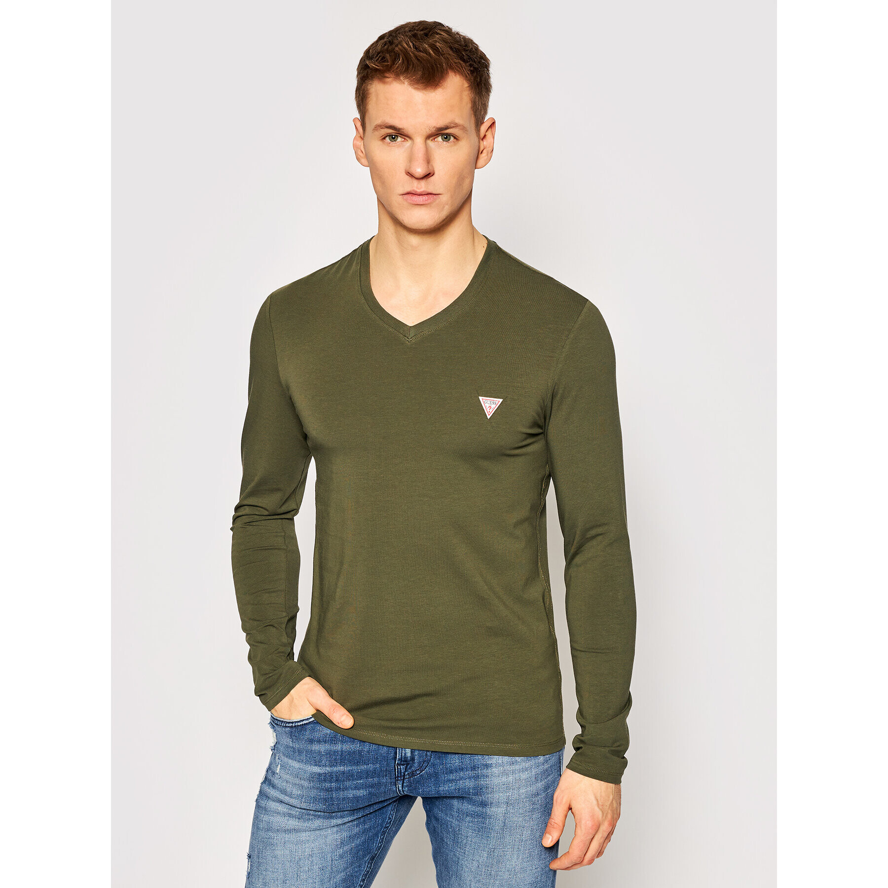 Guess Longsleeve M1RI08 J1311 Verde Super Slim Fit - Pled.ro