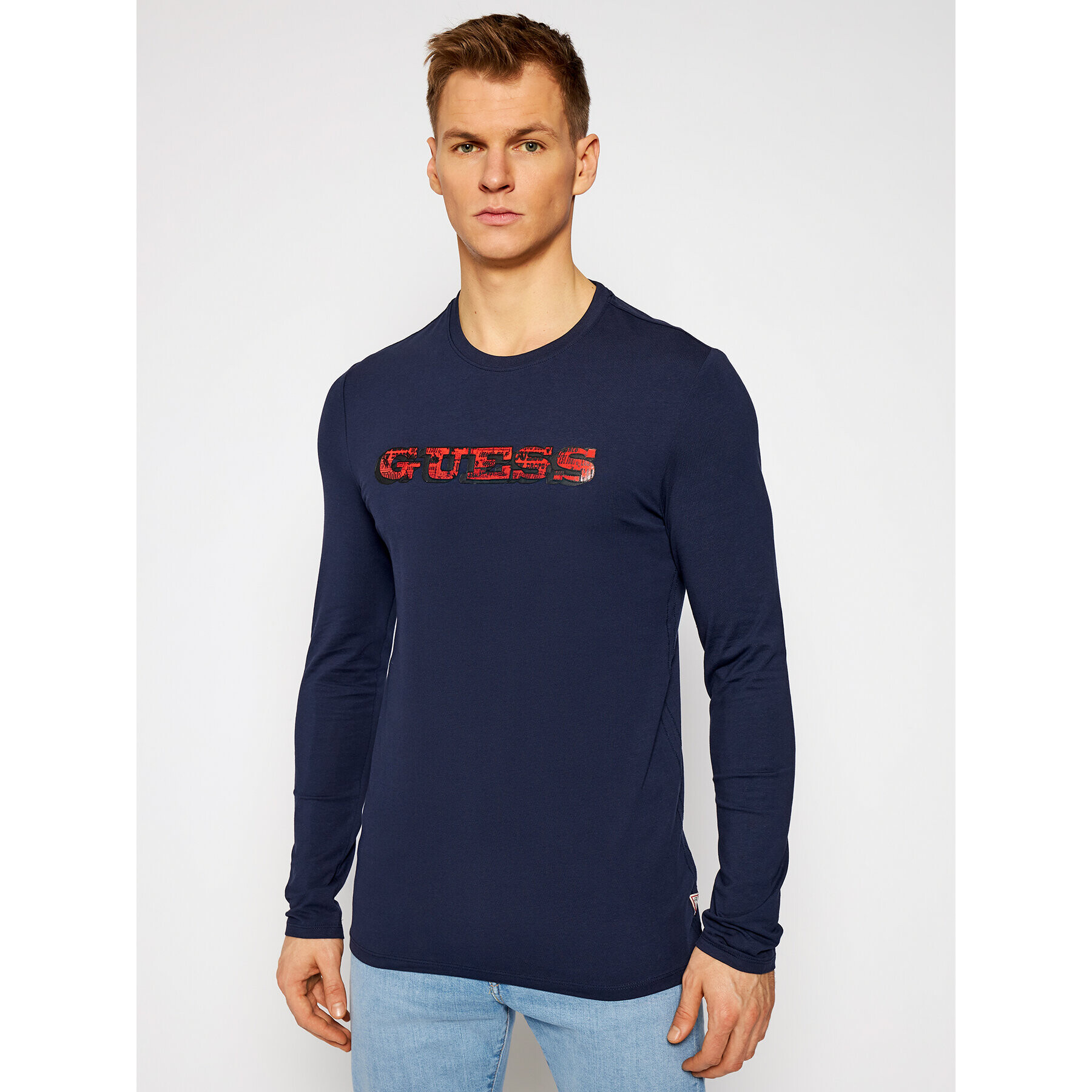 Guess Longsleeve M1RI0A J1300 Bleumarin Slim Fit - Pled.ro