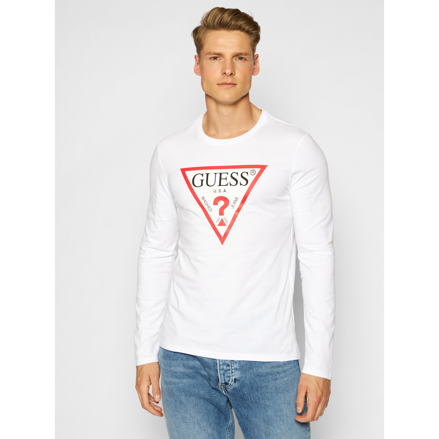 Guess Longsleeve M1RI31 I3Z11 Alb Slim Fit - Pled.ro