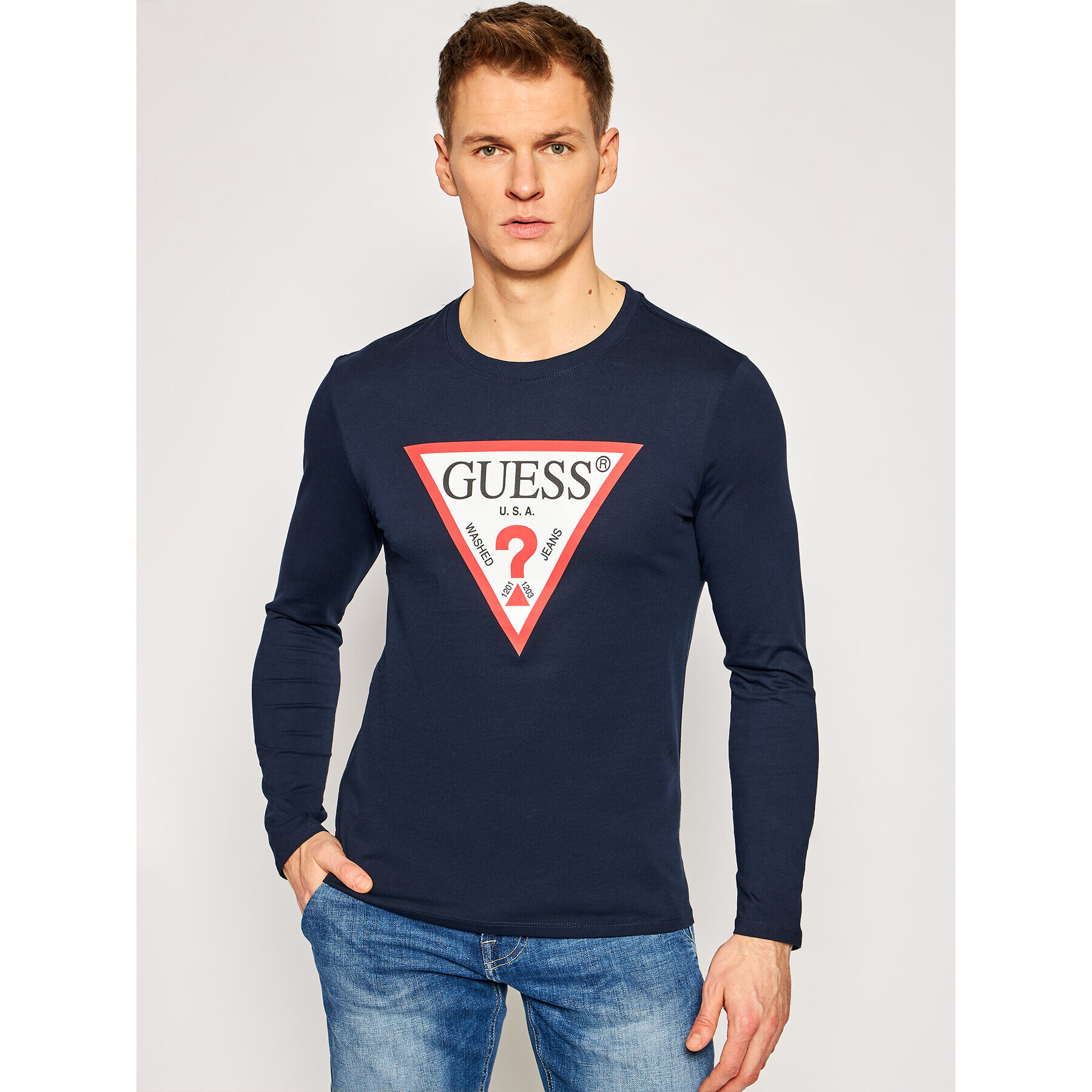 Guess Longsleeve M1RI31 I3Z11 Bleumarin Slim Fit - Pled.ro