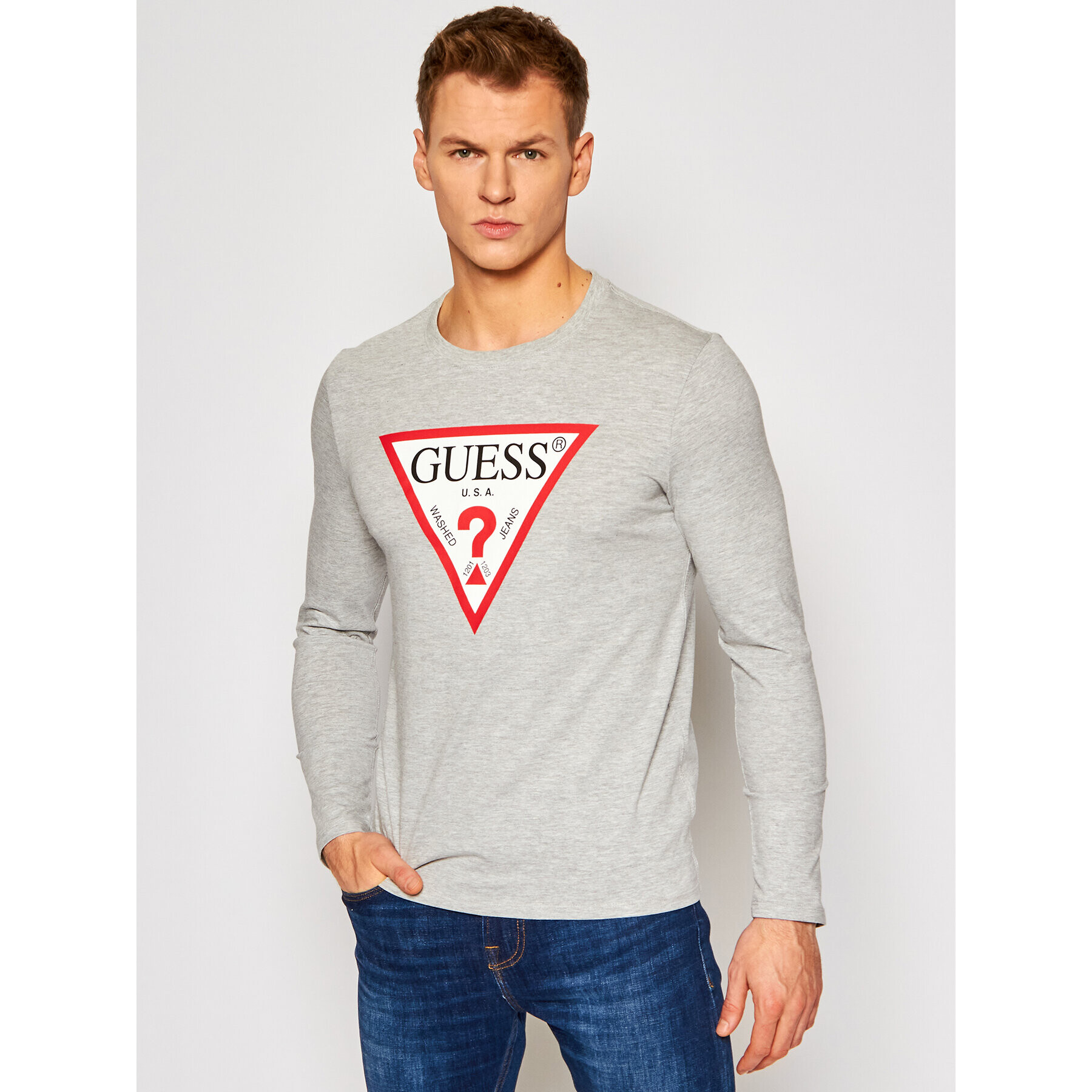 Guess Longsleeve M1RI31 I3Z11 Gri Slim Fit - Pled.ro