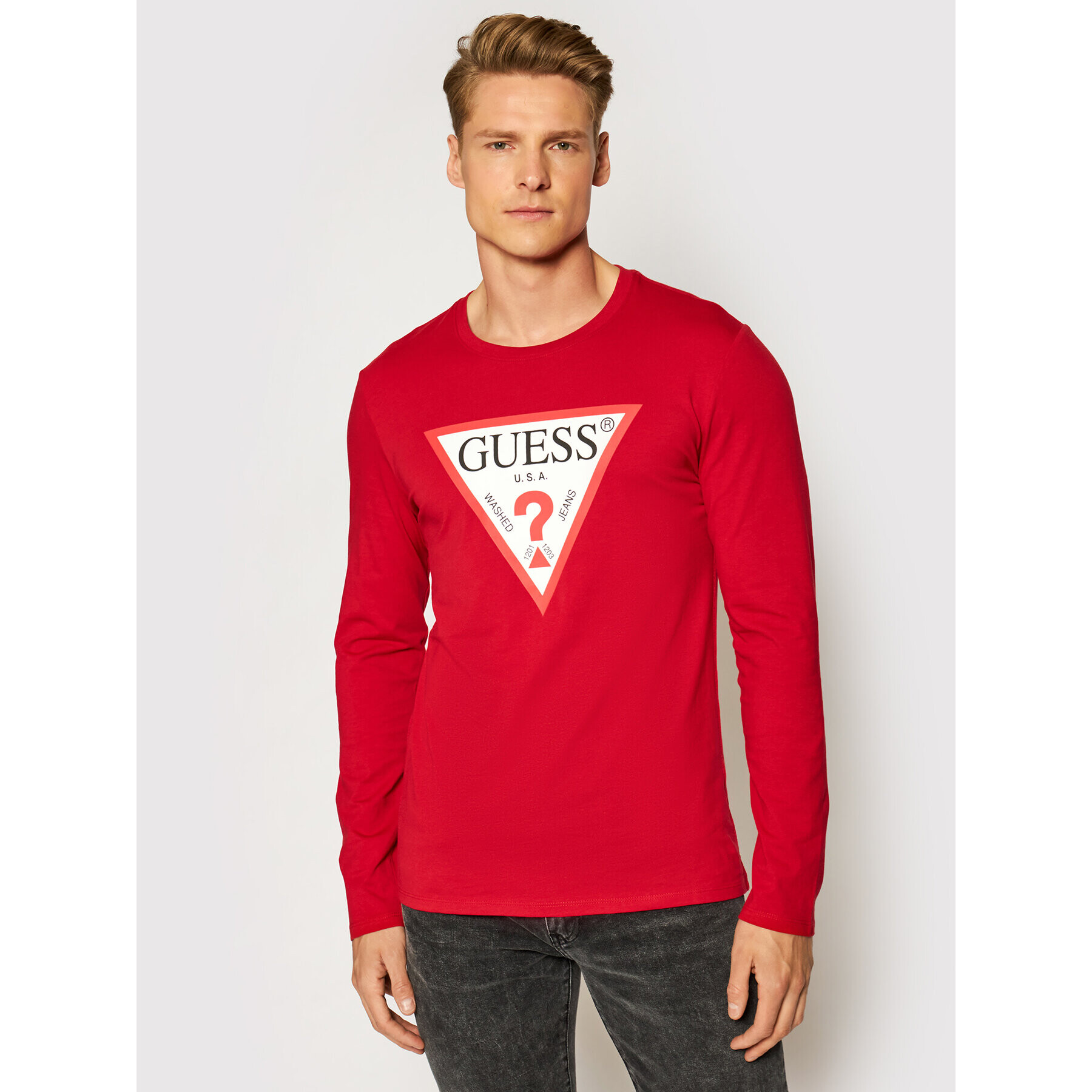 Guess Longsleeve M1RI31 I3Z11 Roșu Slim Fit - Pled.ro