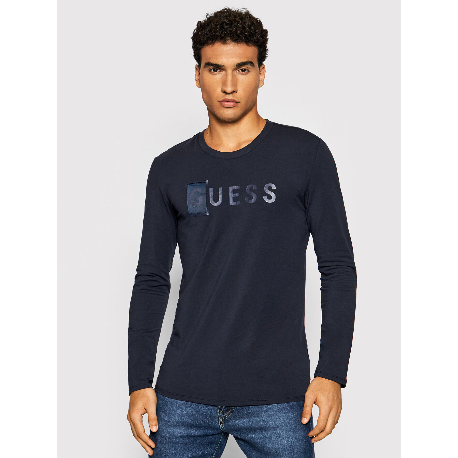 Guess Longsleeve M1YI66 J1311 Bleumarin Slim Fit - Pled.ro