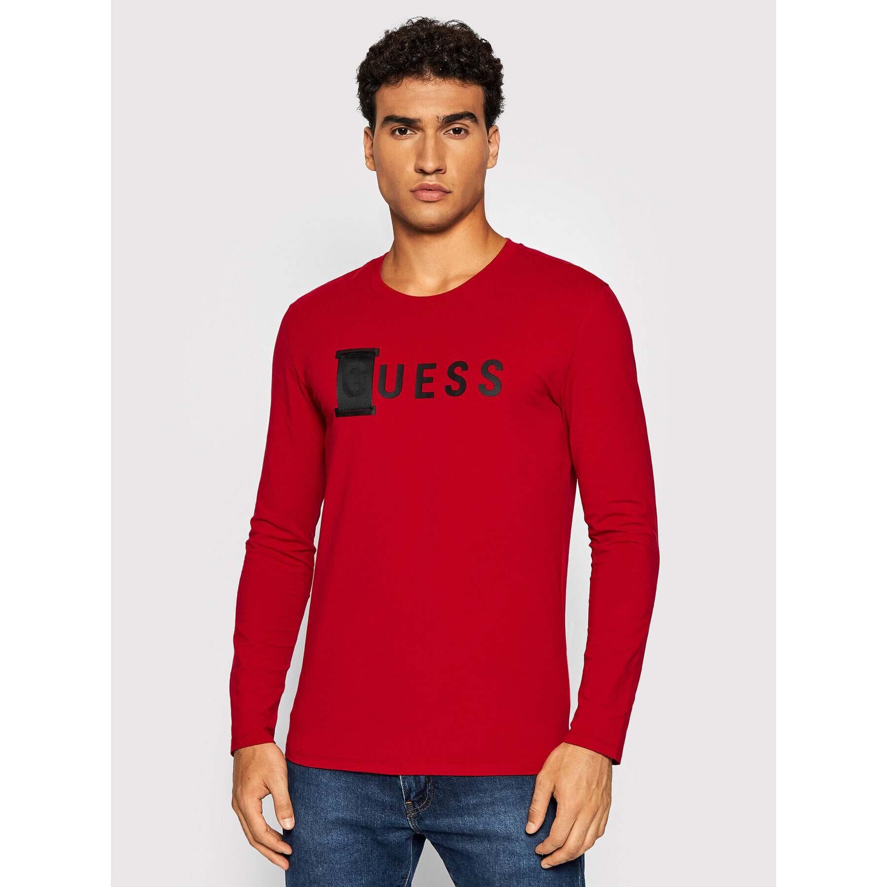 Guess Longsleeve M1YI66 J1311 Roșu Slim Fit - Pled.ro