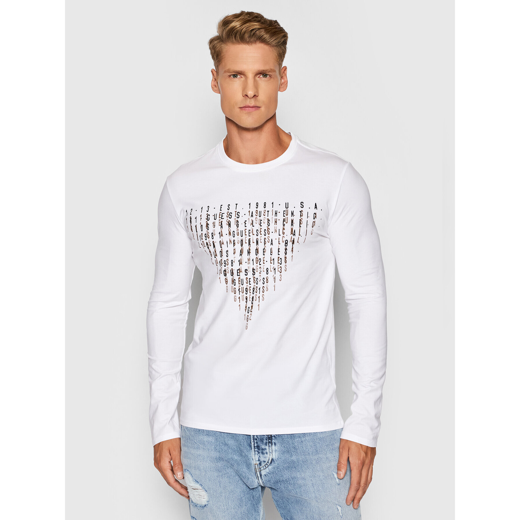 Guess Longsleeve M1YI68 J1311 Alb Slim Fit - Pled.ro