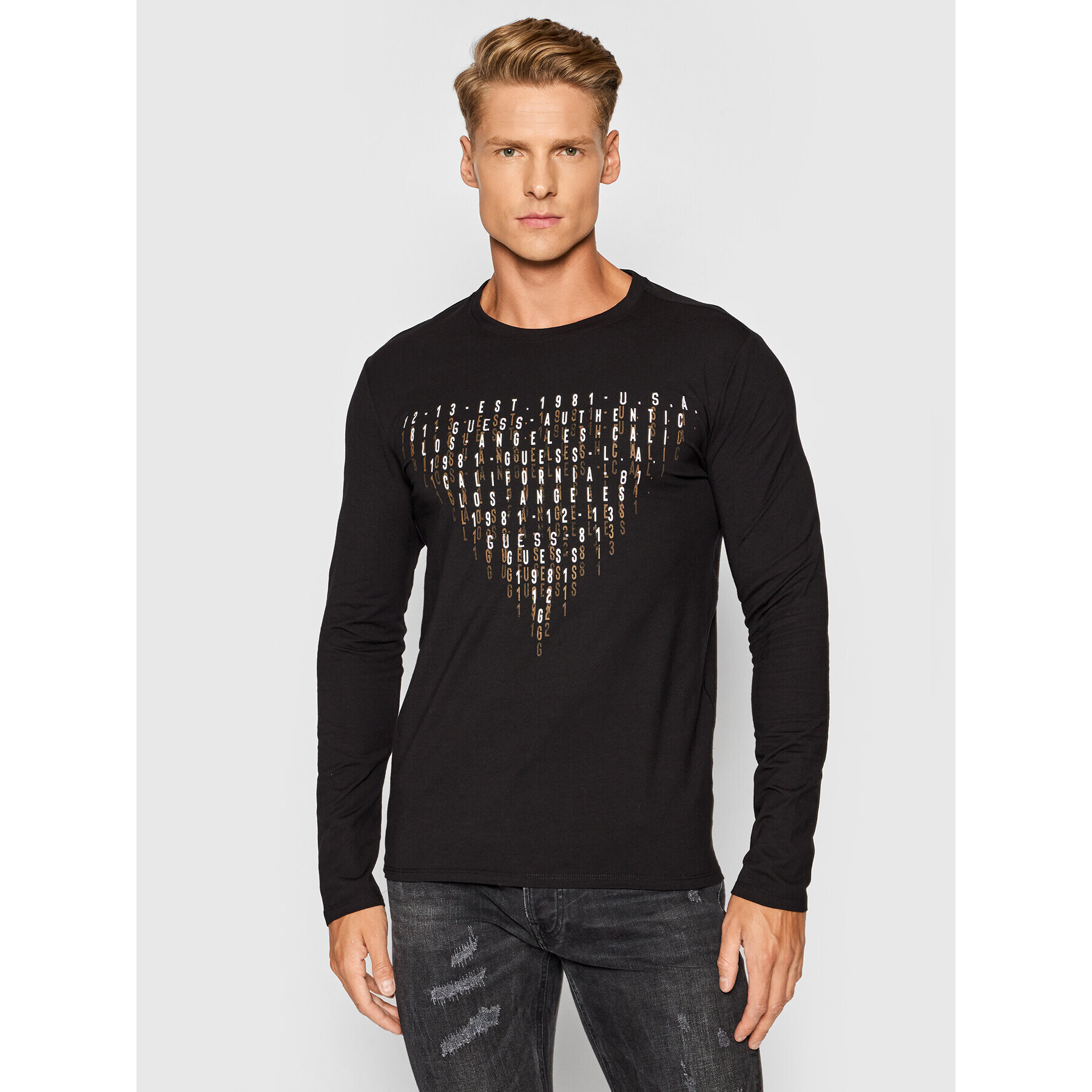 Guess Longsleeve M1YI68 J1311 Negru Slim Fit - Pled.ro