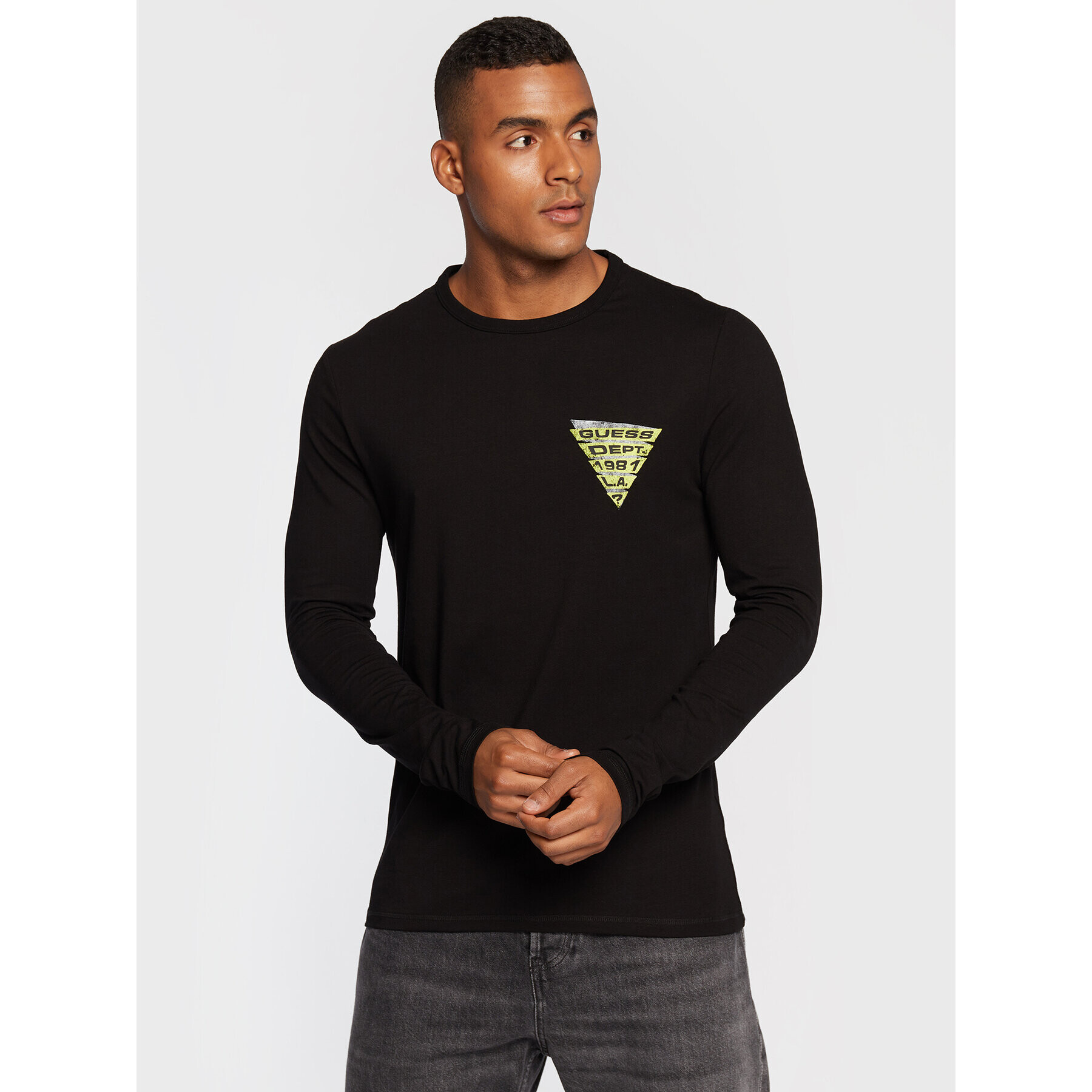 Guess Longsleeve M2BI42 J1314 Negru Slim Fit - Pled.ro