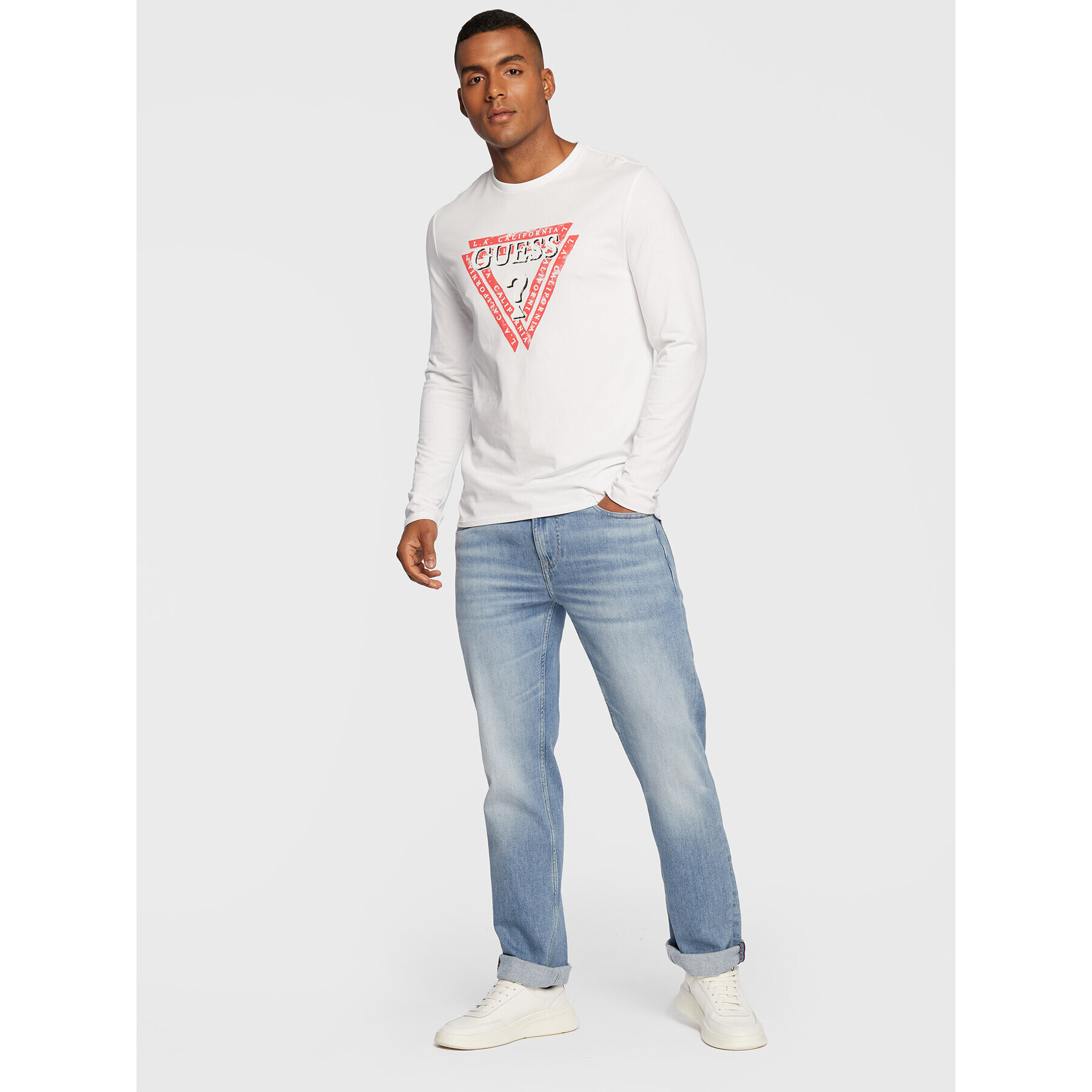 Guess Longsleeve M2BI55 J1314 Alb Slim Fit - Pled.ro