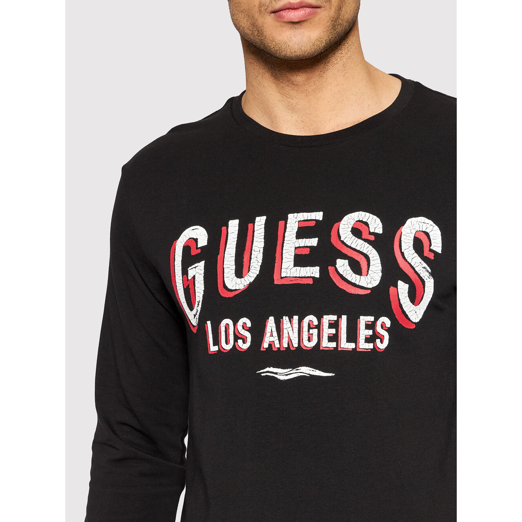 Guess Longsleeve M2RI28 J1311 Negru Slim Fit - Pled.ro