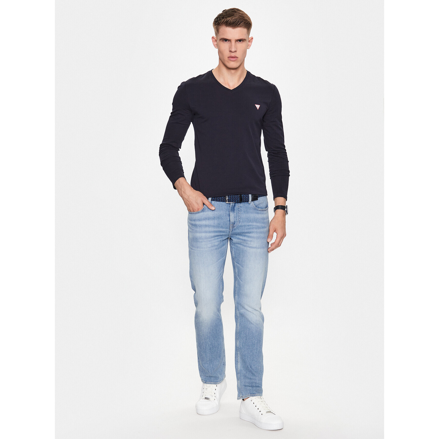 Guess Longsleeve M2YI08 J1314 Bleumarin Slim Fit - Pled.ro