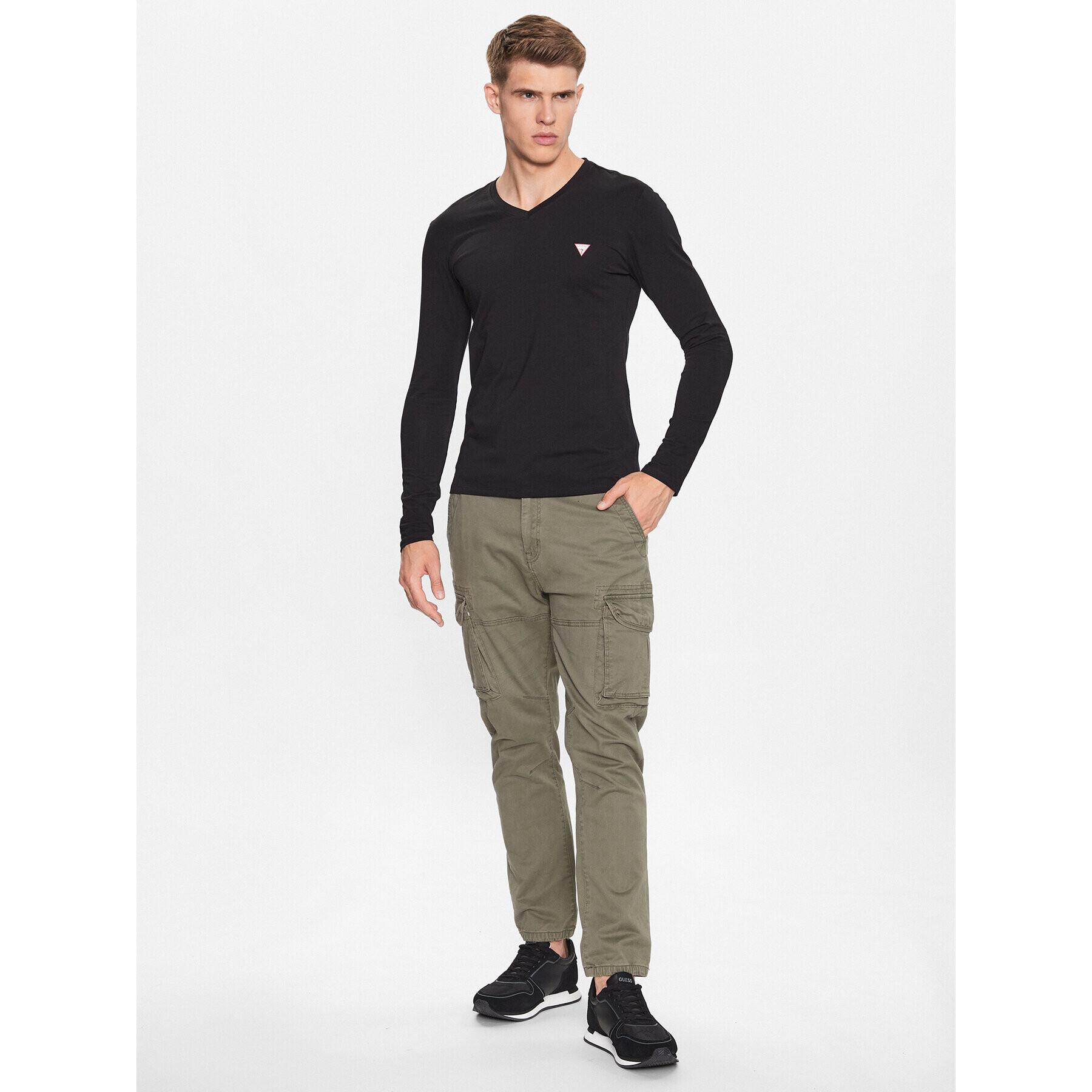 Guess Longsleeve M2YI08 J1314 Negru Slim Fit - Pled.ro