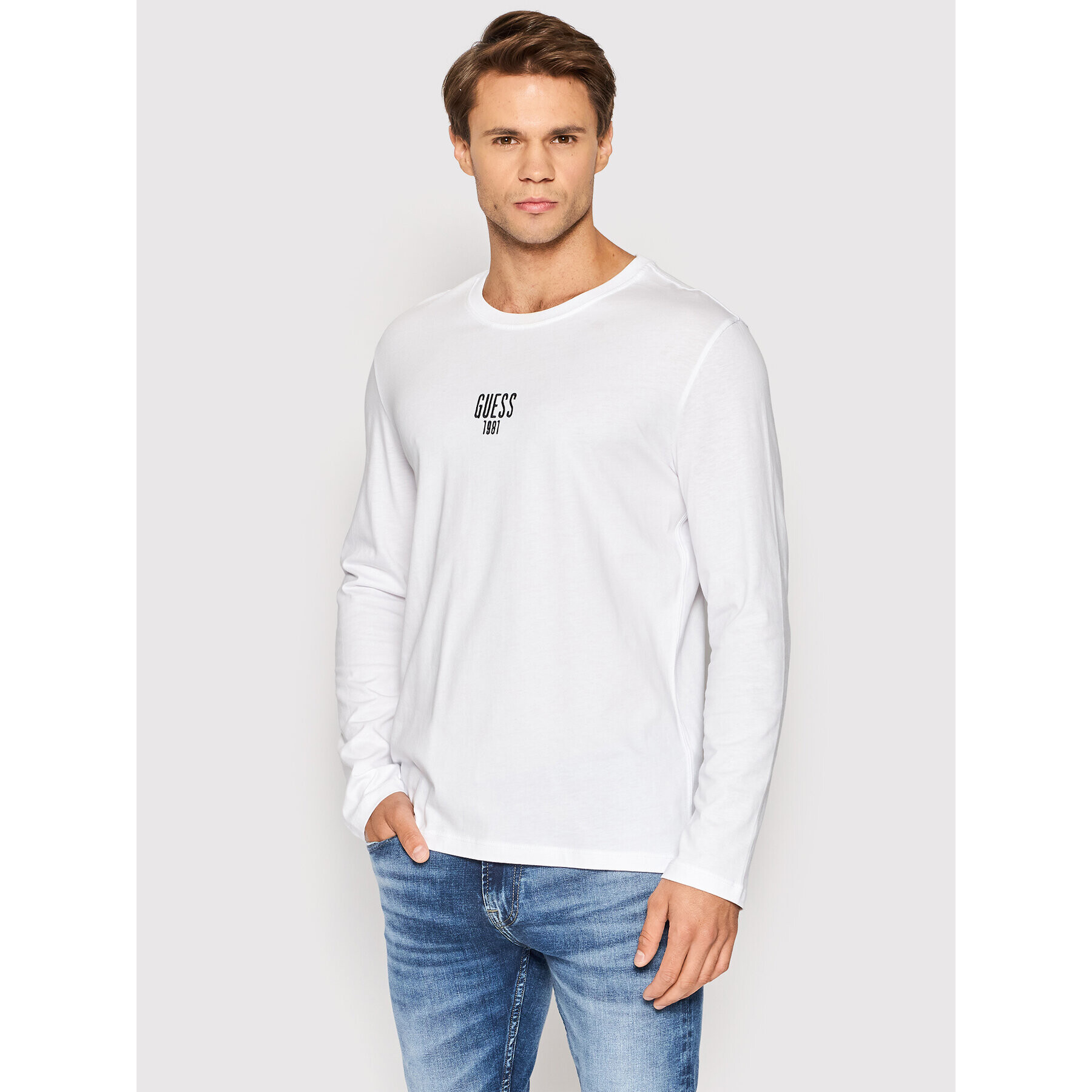 Guess Longsleeve M2YI19 I3Z11 Alb Slim Fit - Pled.ro