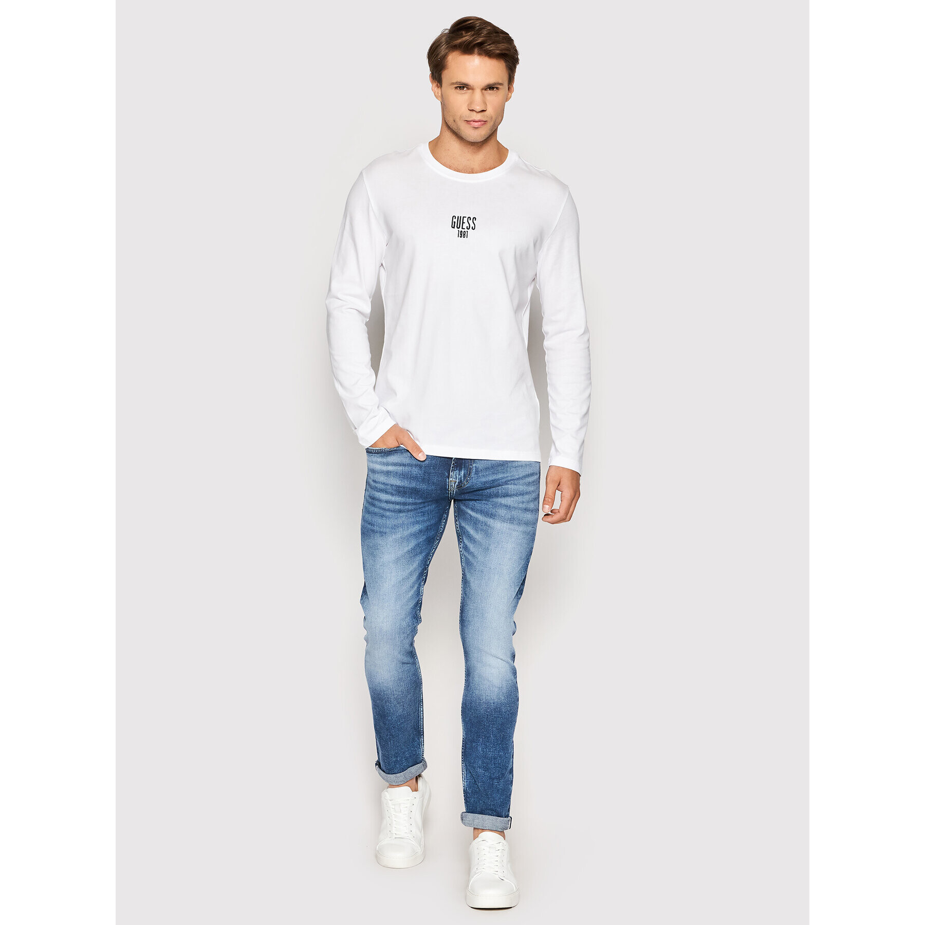 Guess Longsleeve M2YI19 I3Z11 Alb Slim Fit - Pled.ro