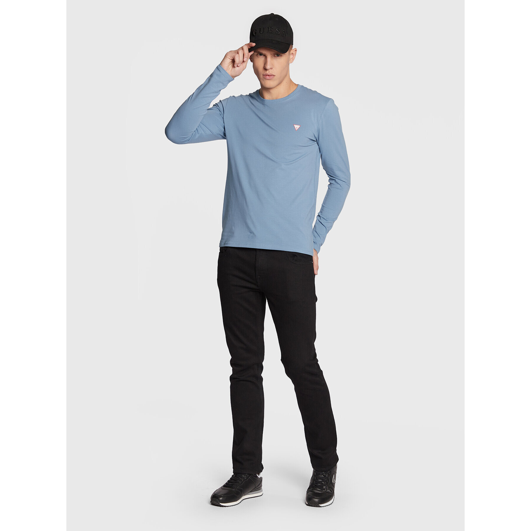 Guess Longsleeve M2YI28 J1311 Albastru Super Slim Fit - Pled.ro