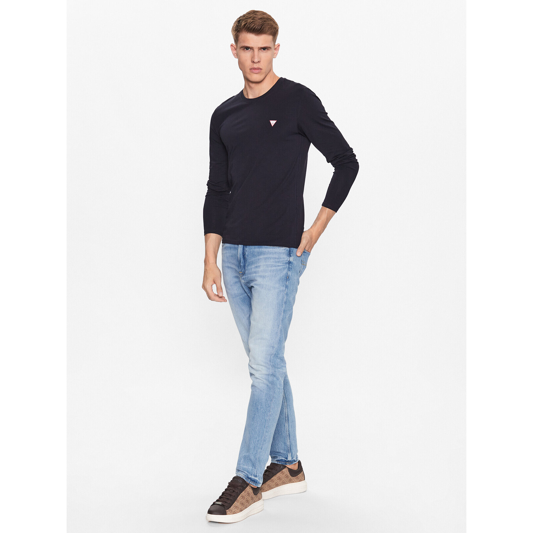 Guess Longsleeve M2YI28 J1314 Bleumarin Slim Fit - Pled.ro