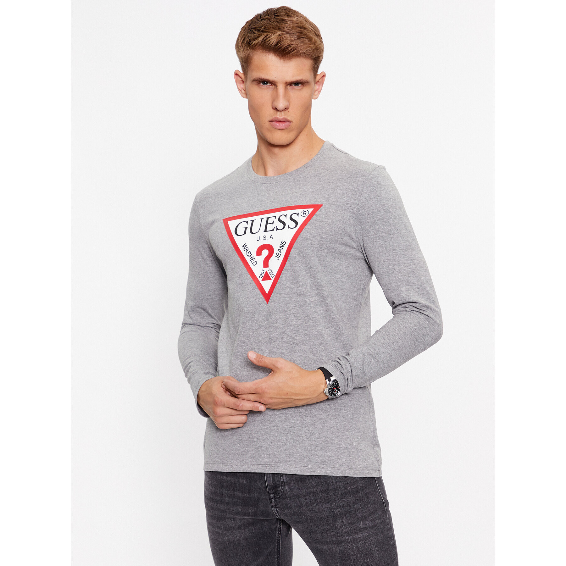 Guess Longsleeve M2YI31 I3Z14 Gri Regular Fit - Pled.ro