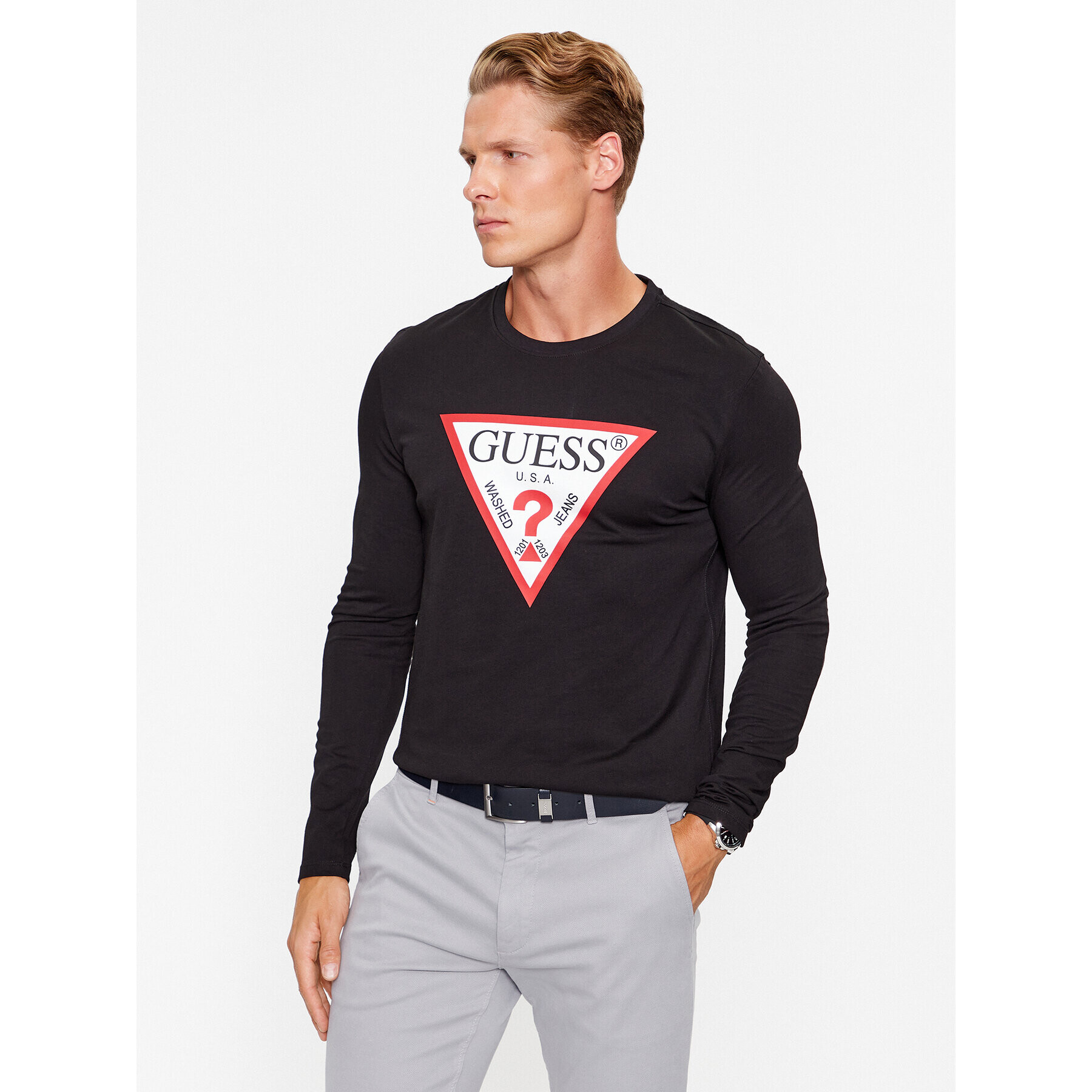 Guess Longsleeve M2YI31 I3Z14 Negru Regular Fit - Pled.ro